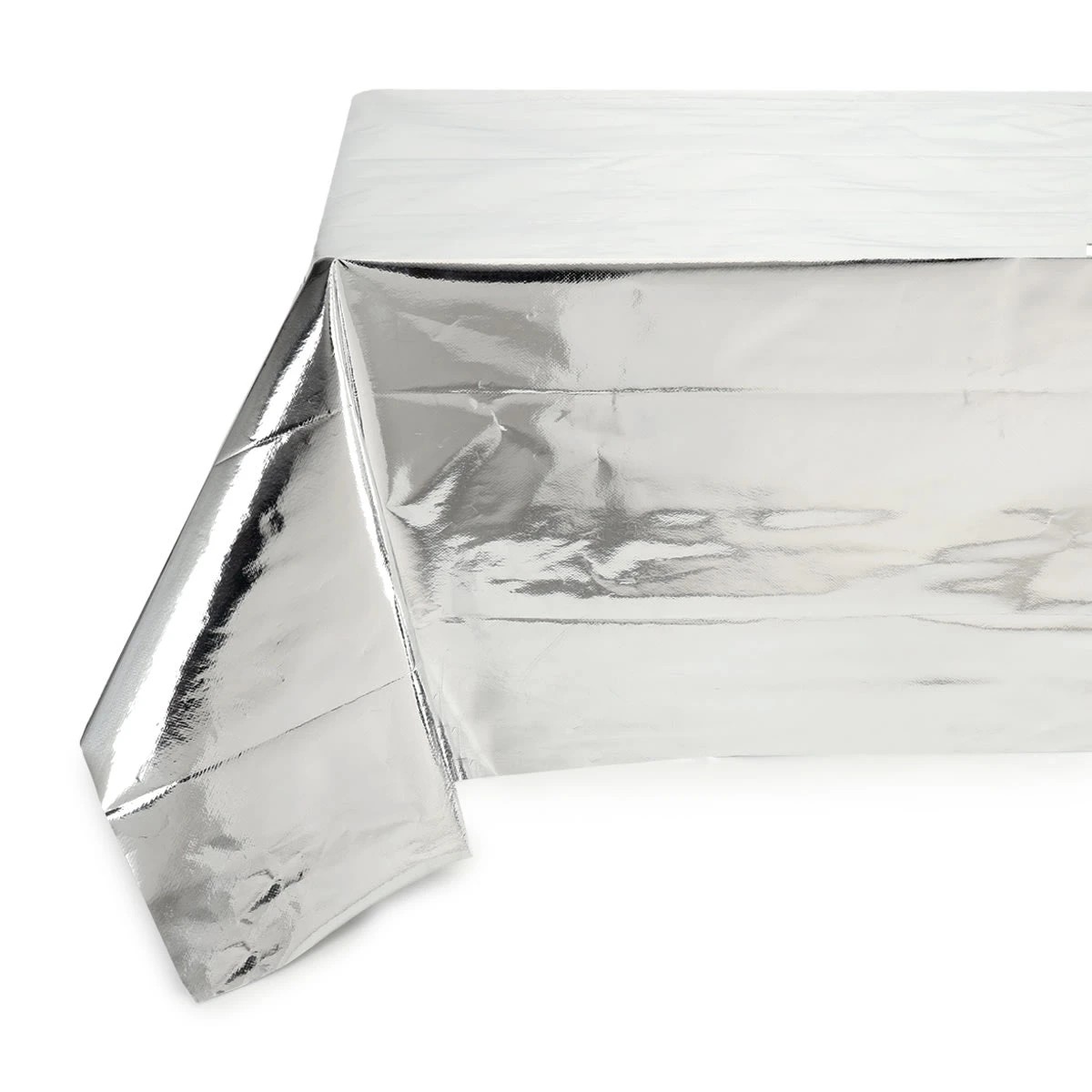 1 Silver Look Foil Reusable Heavy Duty Tablecover, 1 of 3