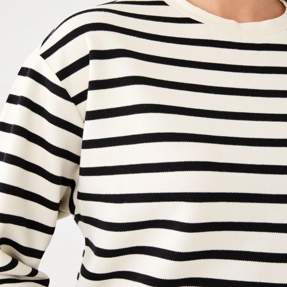 5 Long Sleeve Pique Top Beige Str, 5 of 6