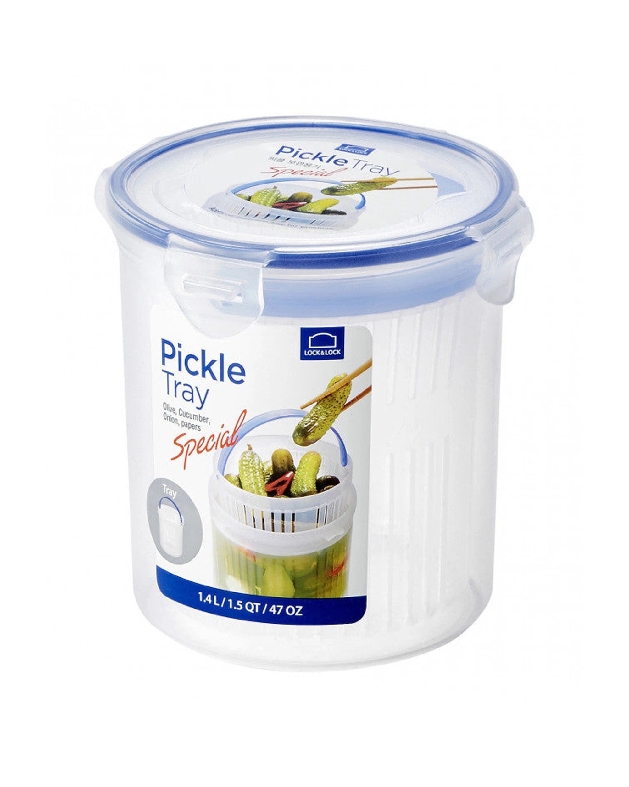 1 Lock & Lock Special Round Container With Draining Basket 1.4L Pickle Tray - Clear, 1 of 1