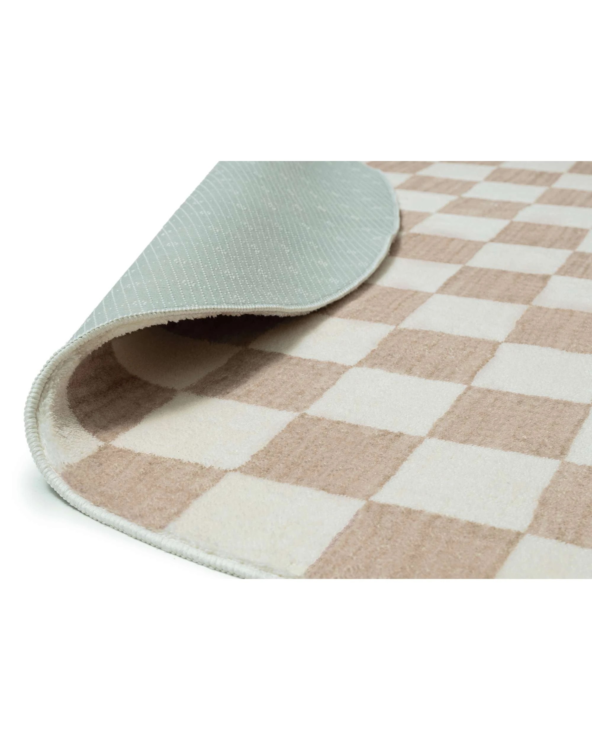 2 Loopsie Jazine Chequered Washable Round Rug-120cm x 120cm - White, 2 of 5