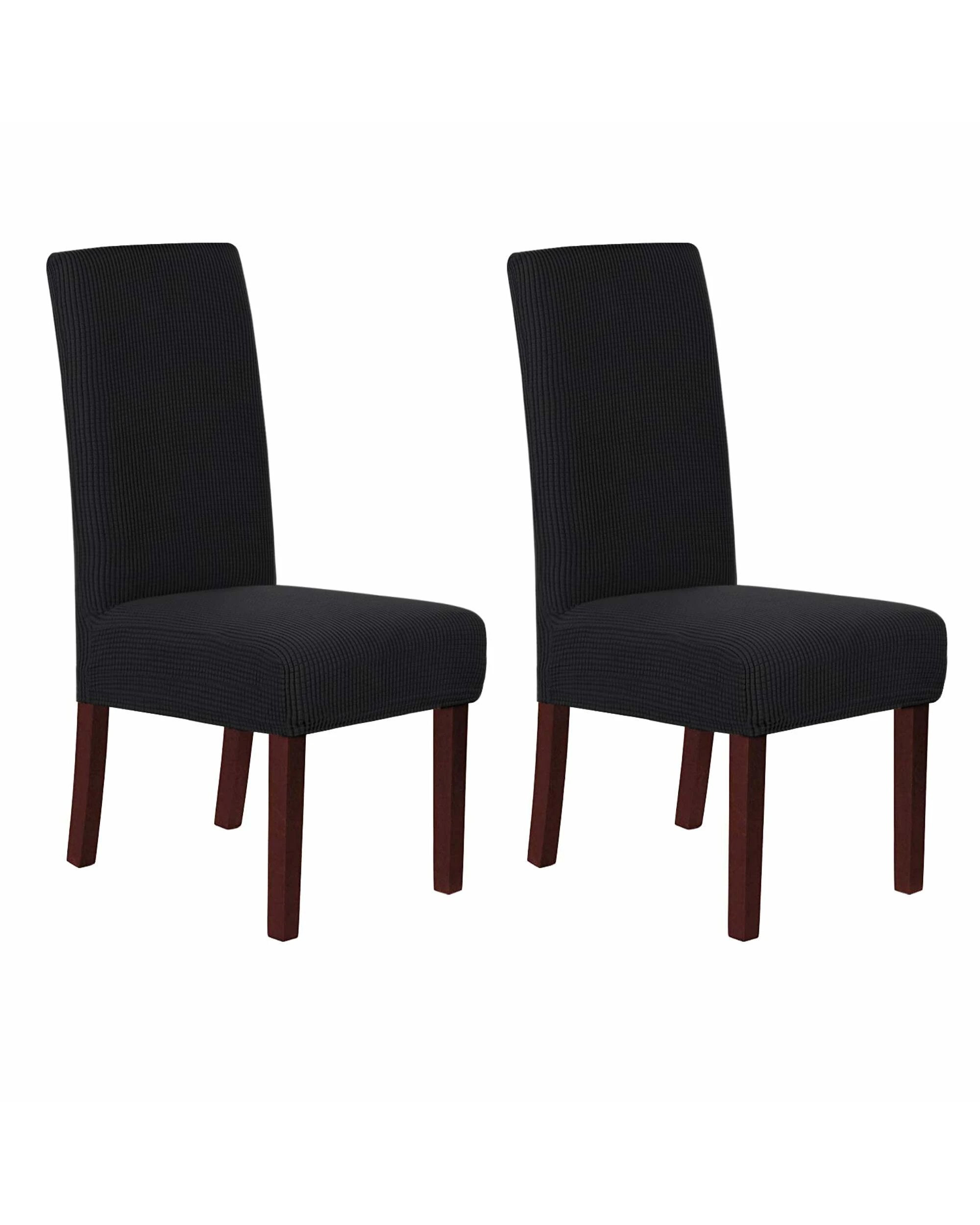 1 Smarcute Jacquard Stretch Removable Dining Chair Cover Set of 2 - Black, 1 of 5
