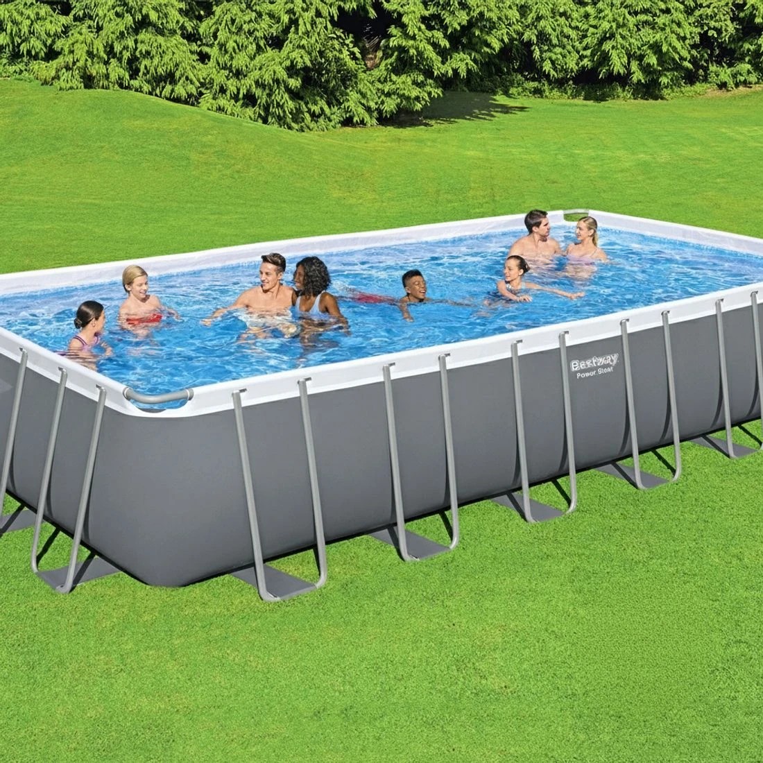 4 Bestway Swimming Pool 732x366x132cm Steel Frame Above Ground Pools Ladder 30045L - Multi, 4 of 4