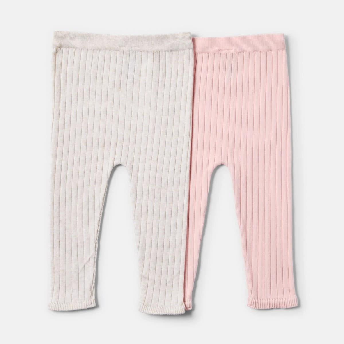 2 2 Pack Rib Leggings Pnk Marle, 2 of 6