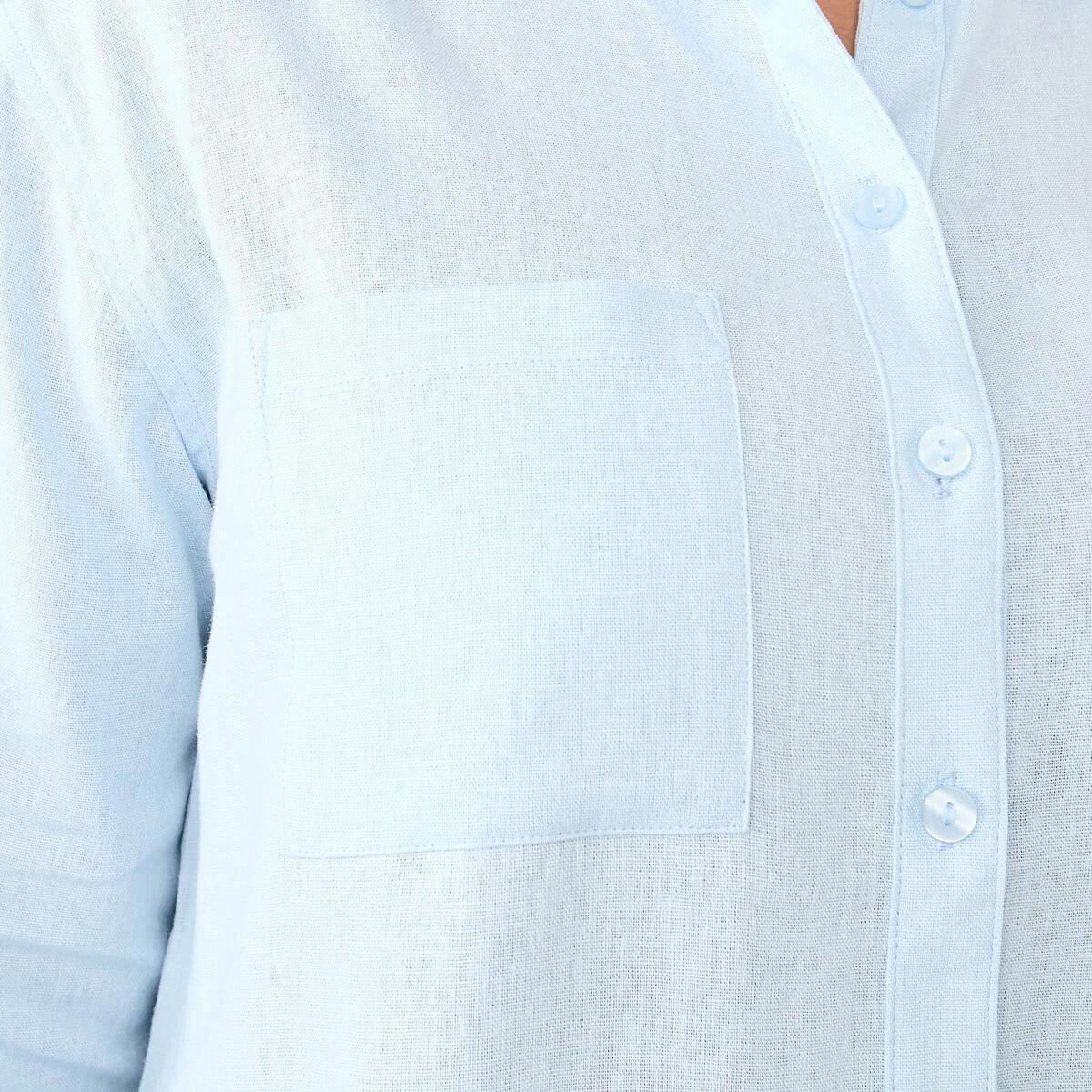 5 Long Sleeve Linen Blend Shirt Blu Bysde, 5 of 6
