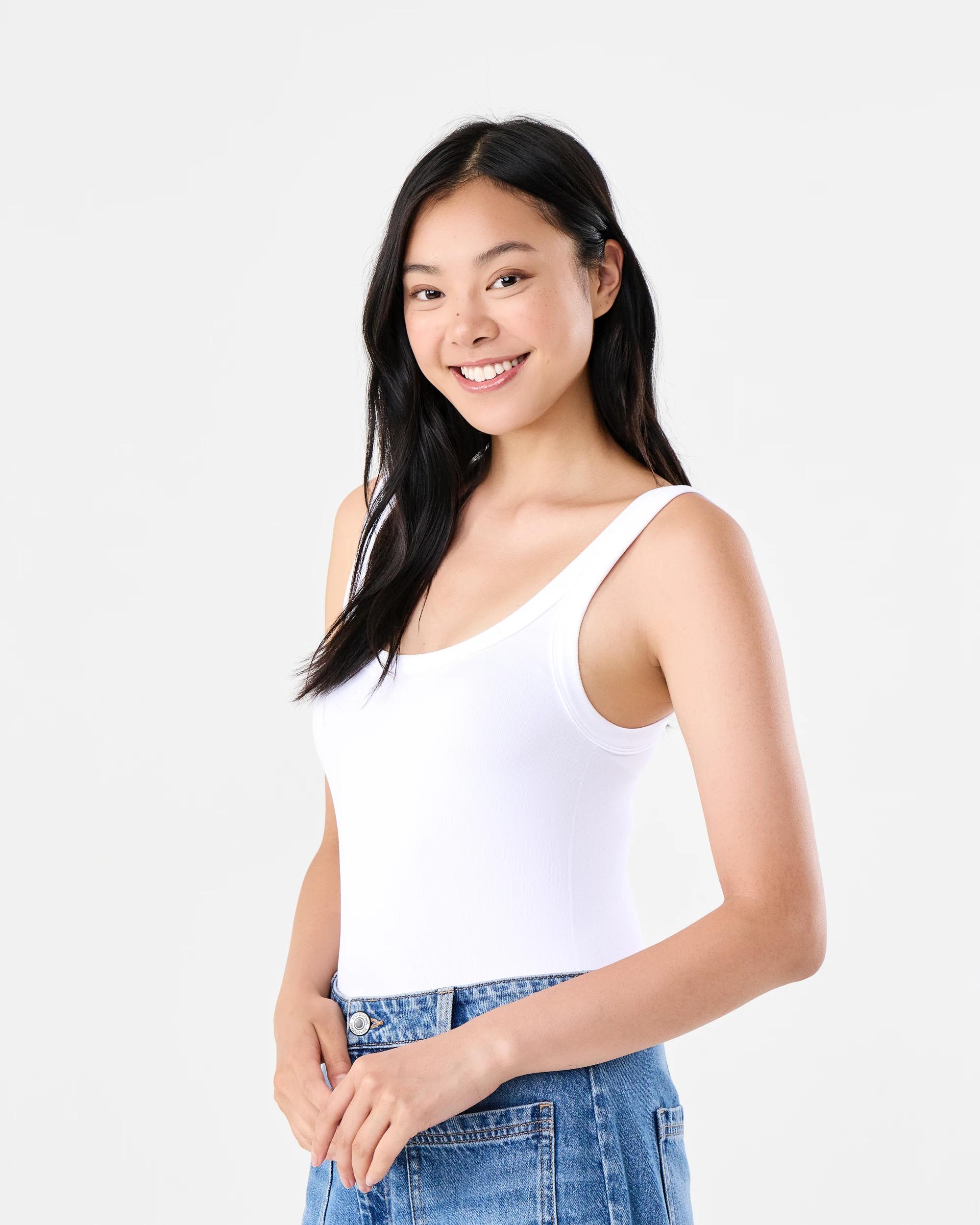 2 Sleeveless Soft Rib Bodysuit White, 2 of 6