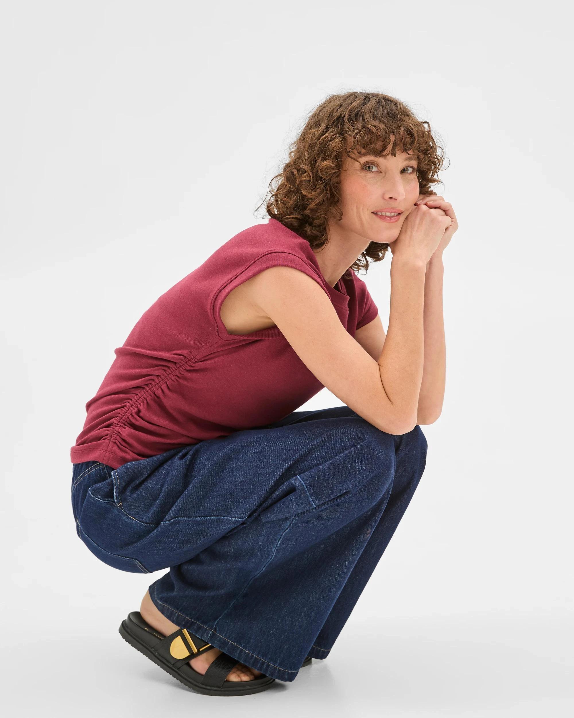 6 Target Gathered Waist Muscle T-Shirt MULBERRY, 6 of 7