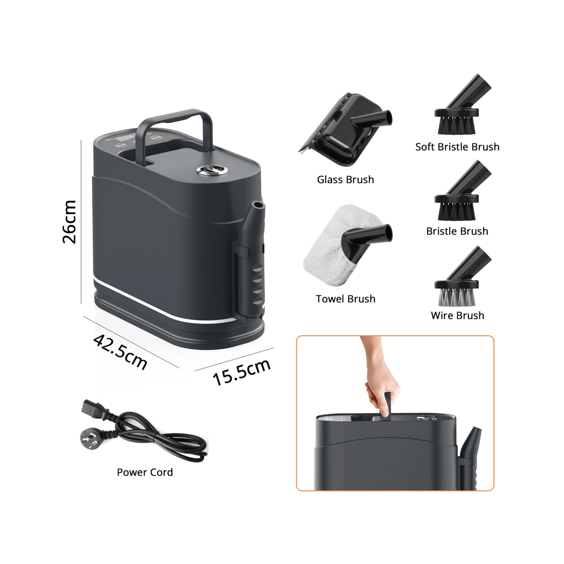 7 Advwin 1500W Steam Cleaner, 1.2L Handheld Steam Cleaner For Carpets, Curtains, Plush Toys, Tiles, Air Conditioner, Hoods, 7 of 7