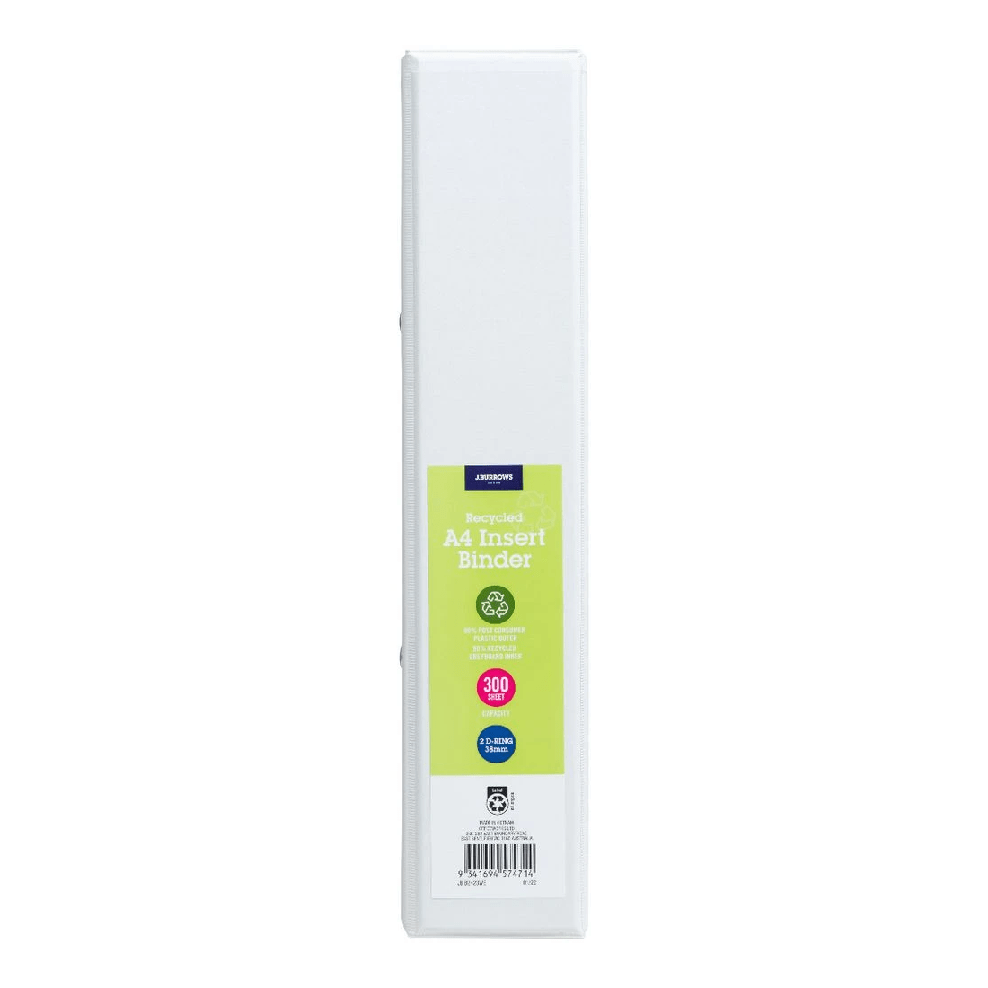 2 J.Burrows Insert Binder A4 2 D-Ring 38mm White, 2 of 6