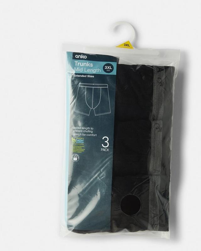 3 Pack Men's Larger Size Mid Length Tr