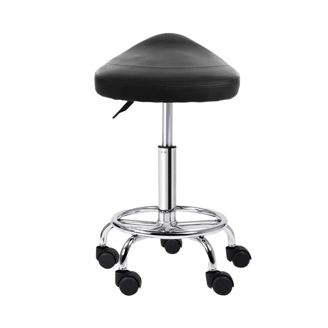 1 Artiss 2x Salon Stool Saddle Swivel Chair - Black, 1 of 4