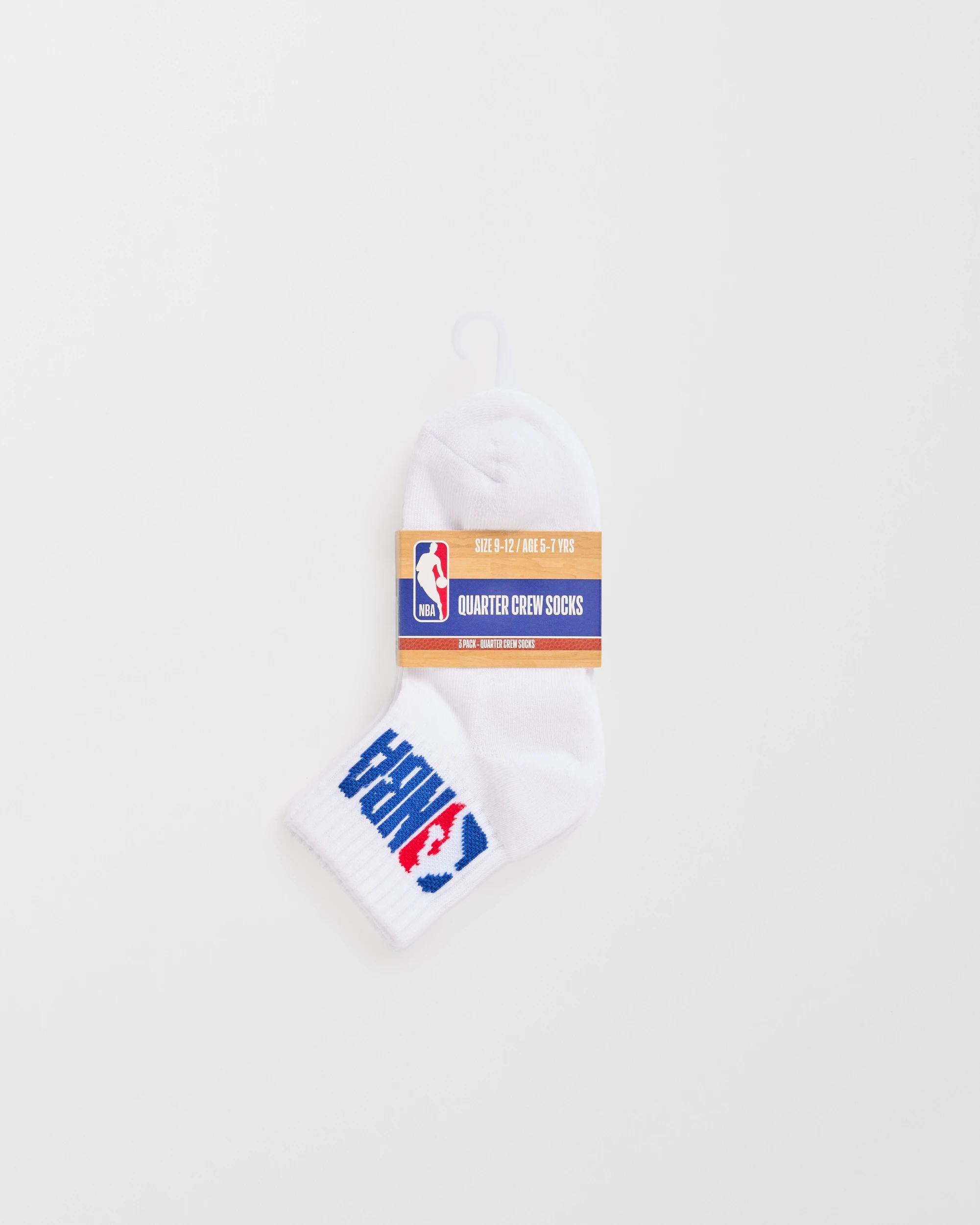 3 NBA 3 Pack Quarter Crew Socks NBA LOGO WHITE, 3 of 3