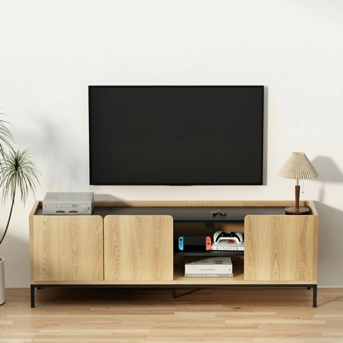 7 Artiss TV Unit Entertainment Unit Storage Cabinet Shelf 160cm - Brown, 7 of 8