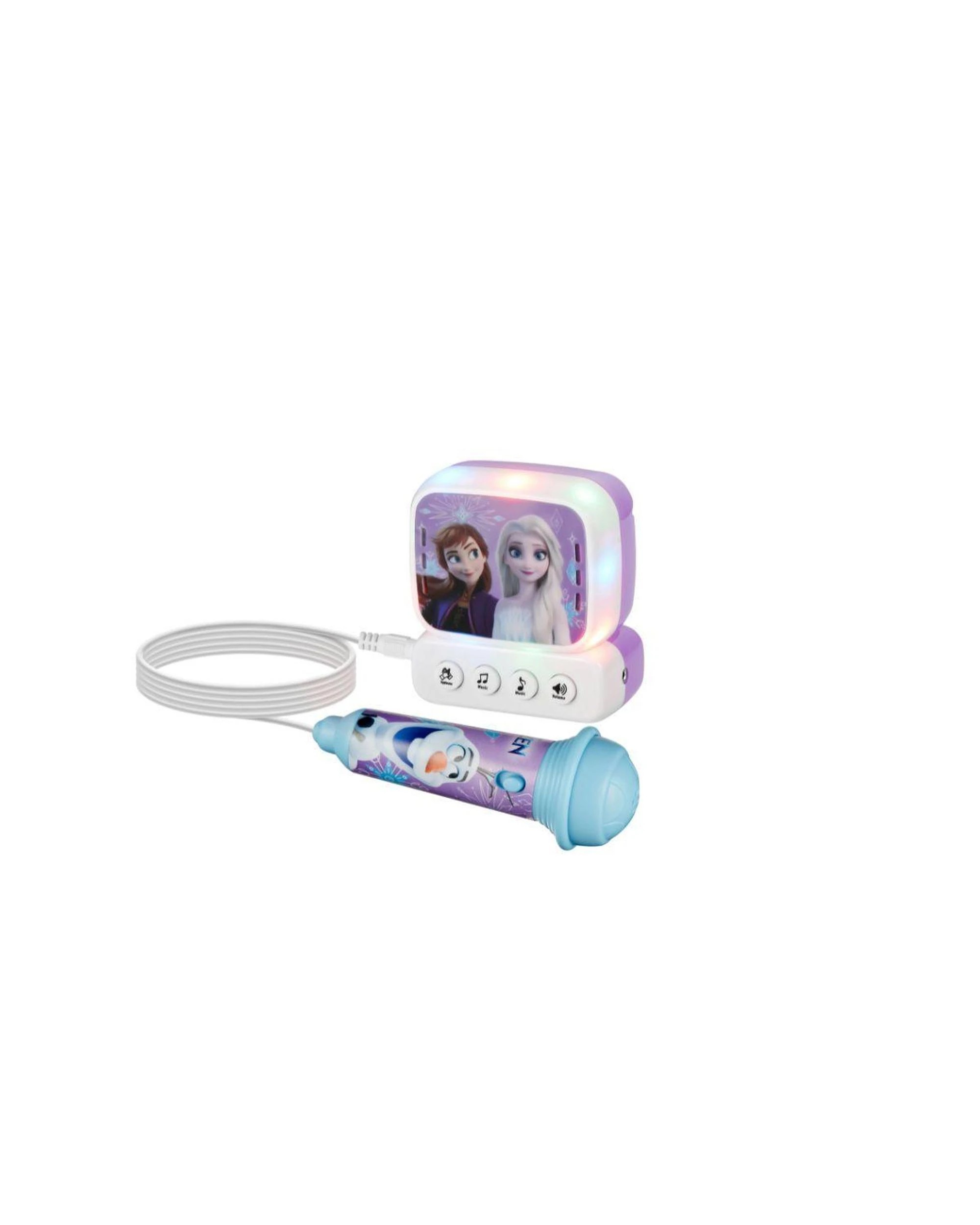1 Disney Frozen Mini Karaoke Machine with Belt Hook, Built-in Melodies, Aux & Flashing Lights, 1 of 3