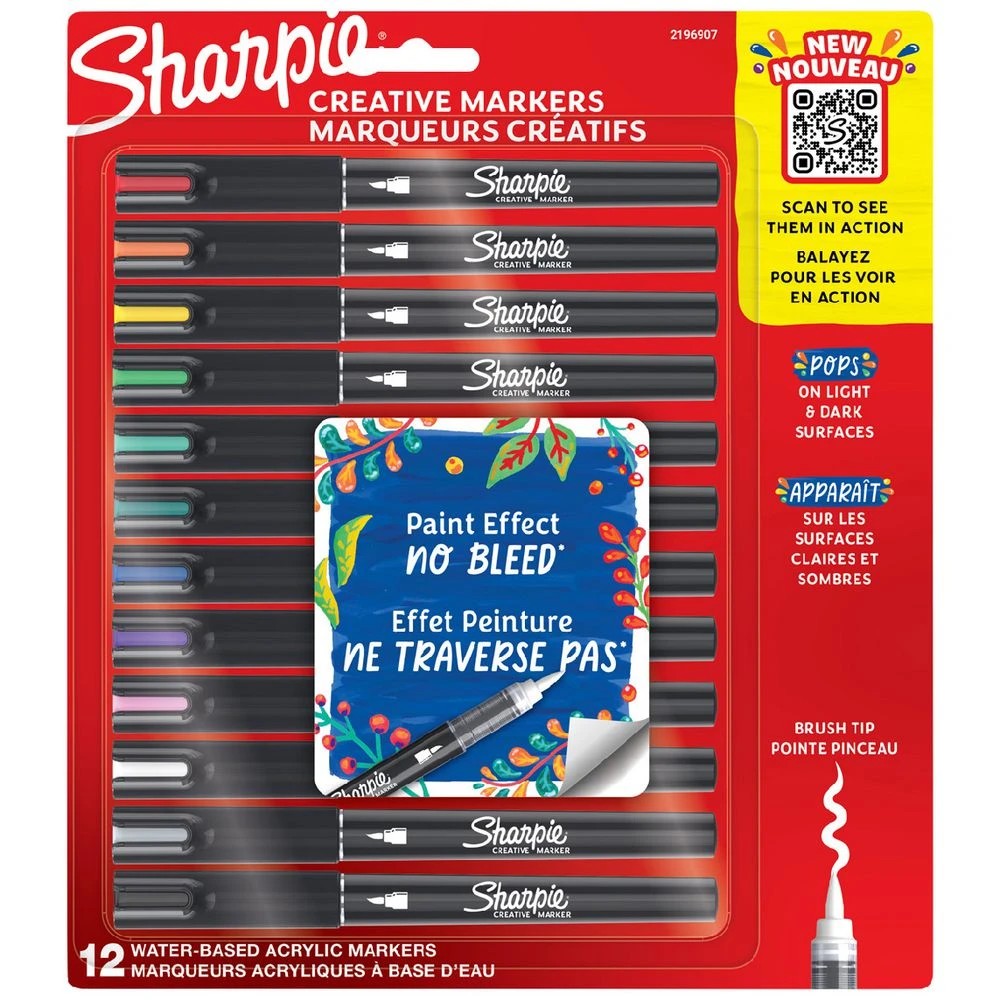 1 Sharpie Creative Acrylic Brush Markers 12 Pack, 1 of 10