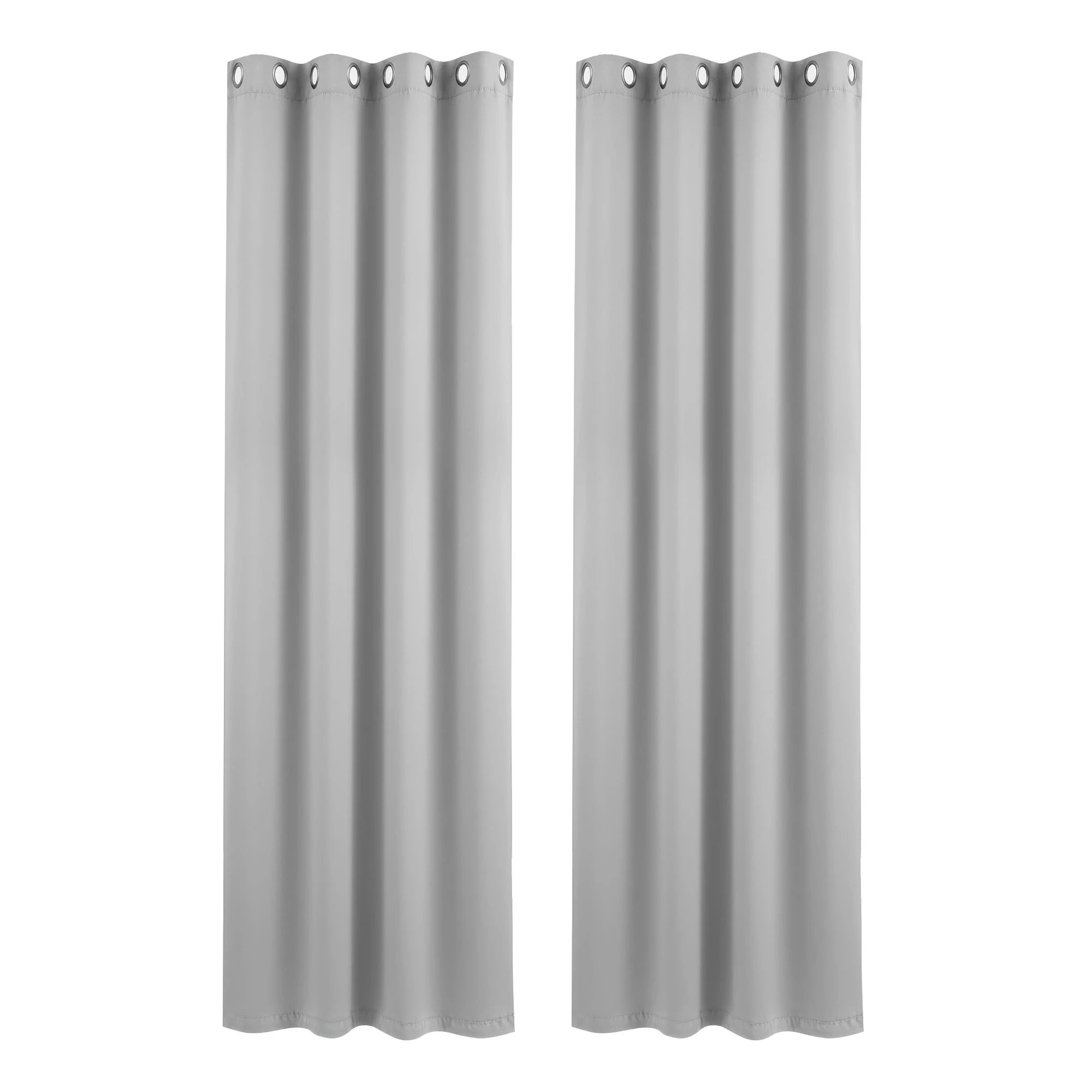 1 Artiss Blockout Curtains 2X 132x213cm Thermal Insulated Eyelet Drapes - Grey, 1 of 4