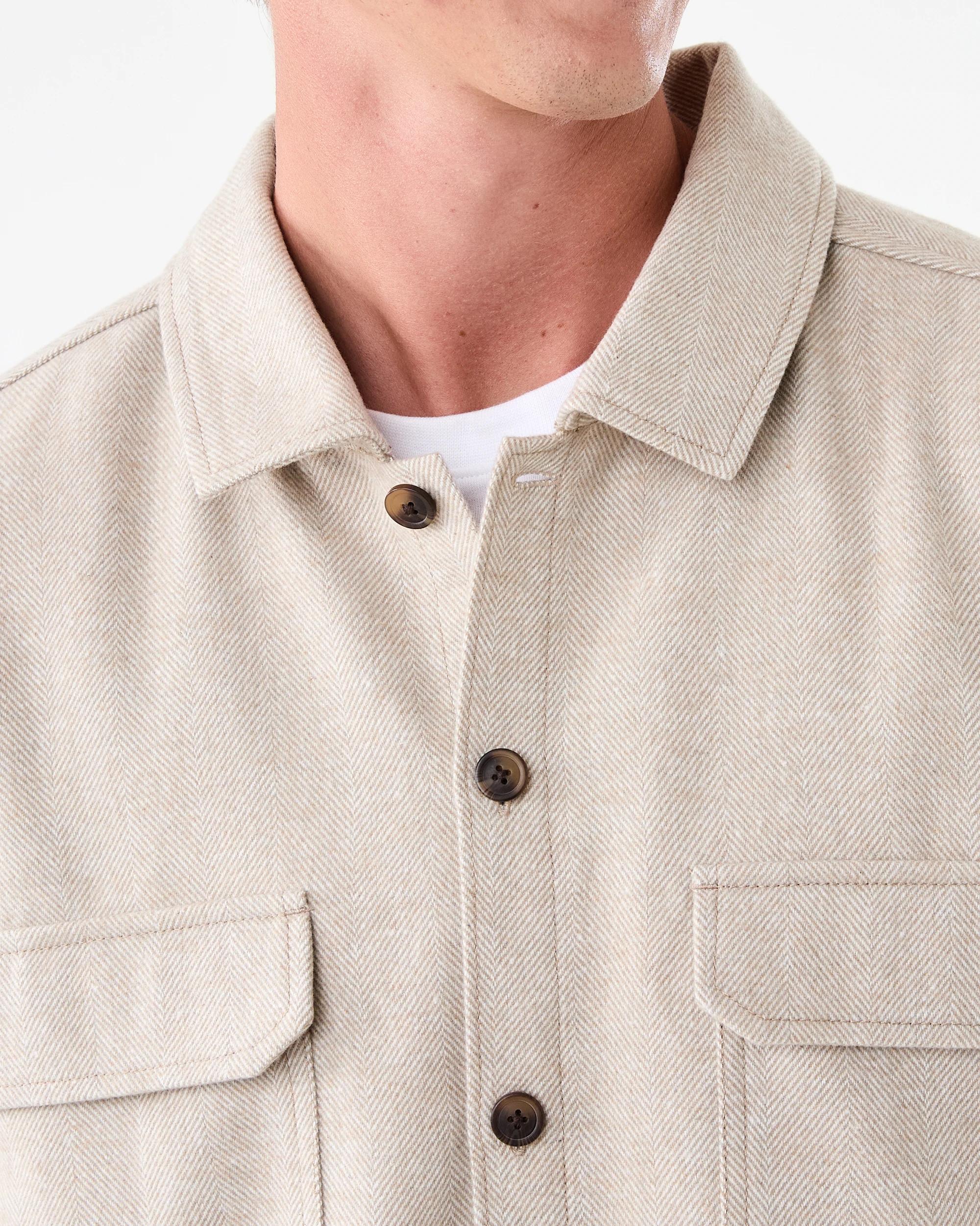 6 Long Sleeve Herringbone Shirt Bge Ntrl, 6 of 8