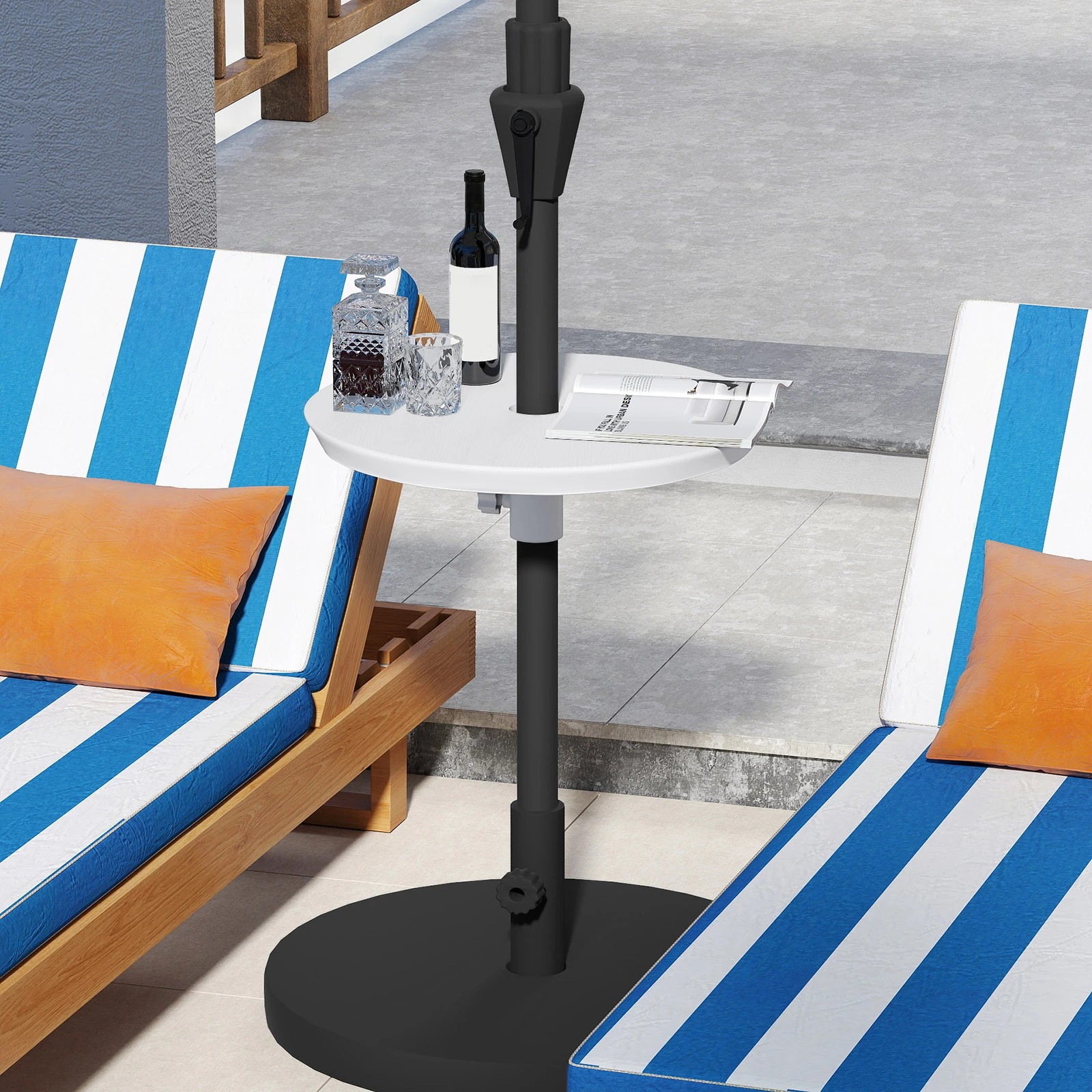 3 Costway 50cm Outdoor Umbrella Table for 38/48 mm Umbrella Pole Round Table Tray - White, 3 of 5