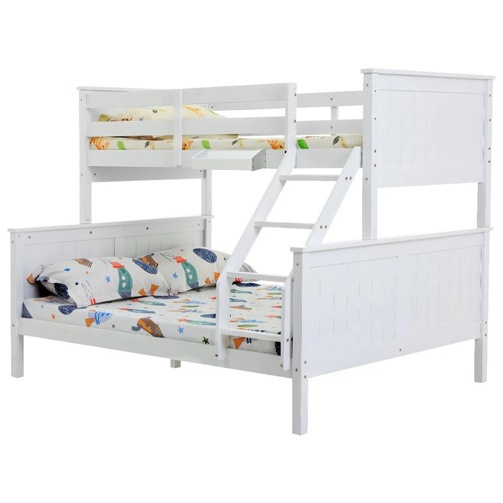 1 Kingston Slumber Kids Single Over Double Bunk Bed Frame - White, 1 of 1