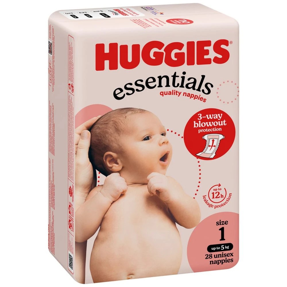 3 Huggies Essentials Nappies Newborn Size 1 28 Pack, 3 of 10