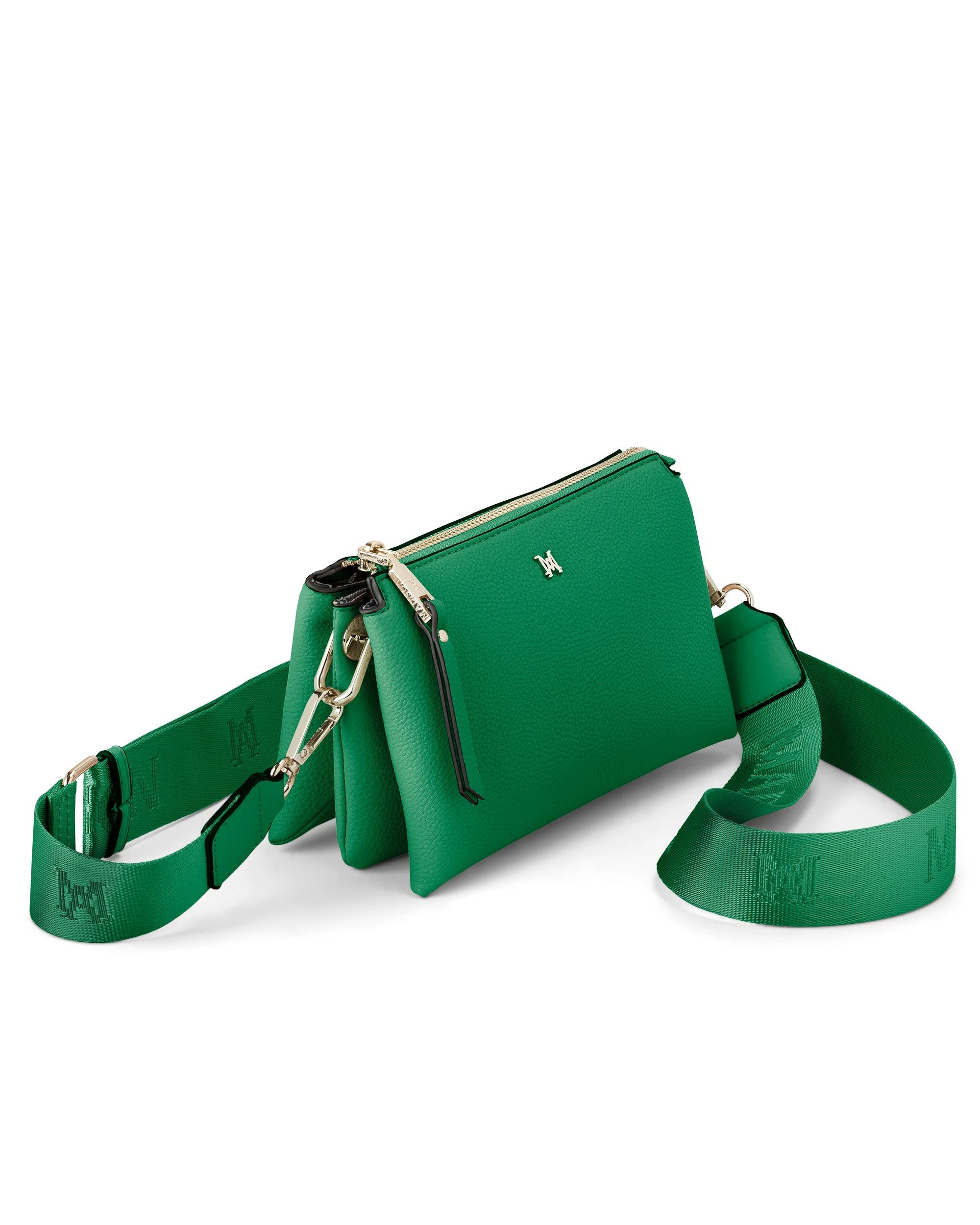 2 Madison Accessories Josie Small 3 Compartment Crossbody Bag KELLY GREEN, 2 of 4