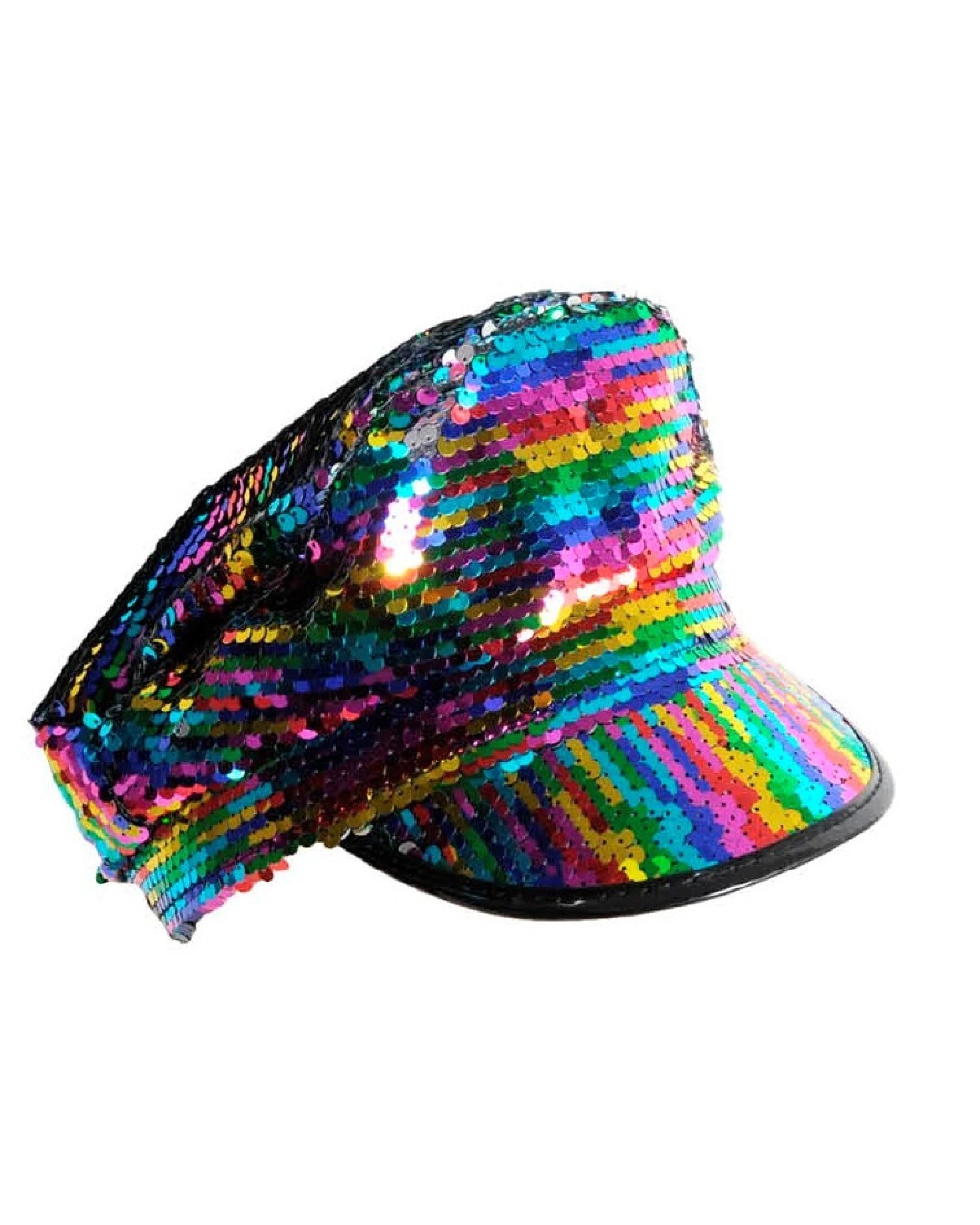 1 BR Costumes Reversible Rainbow Sequin Cap for Pride Events, 1 of 2