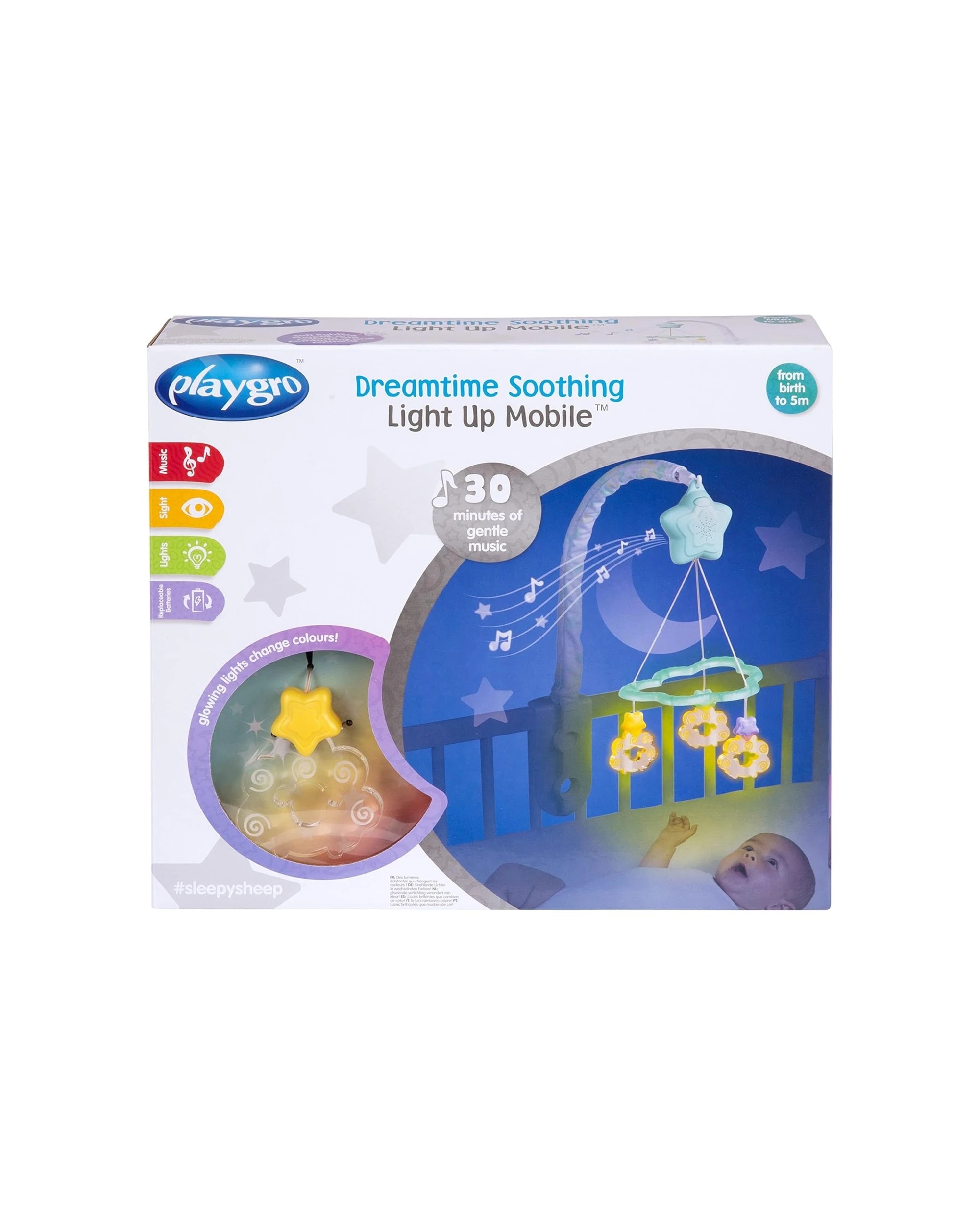 1 Playgro Dreamtime Soothing Light Up Mobile with 30 Minutes Music - Multi, 1 of 5
