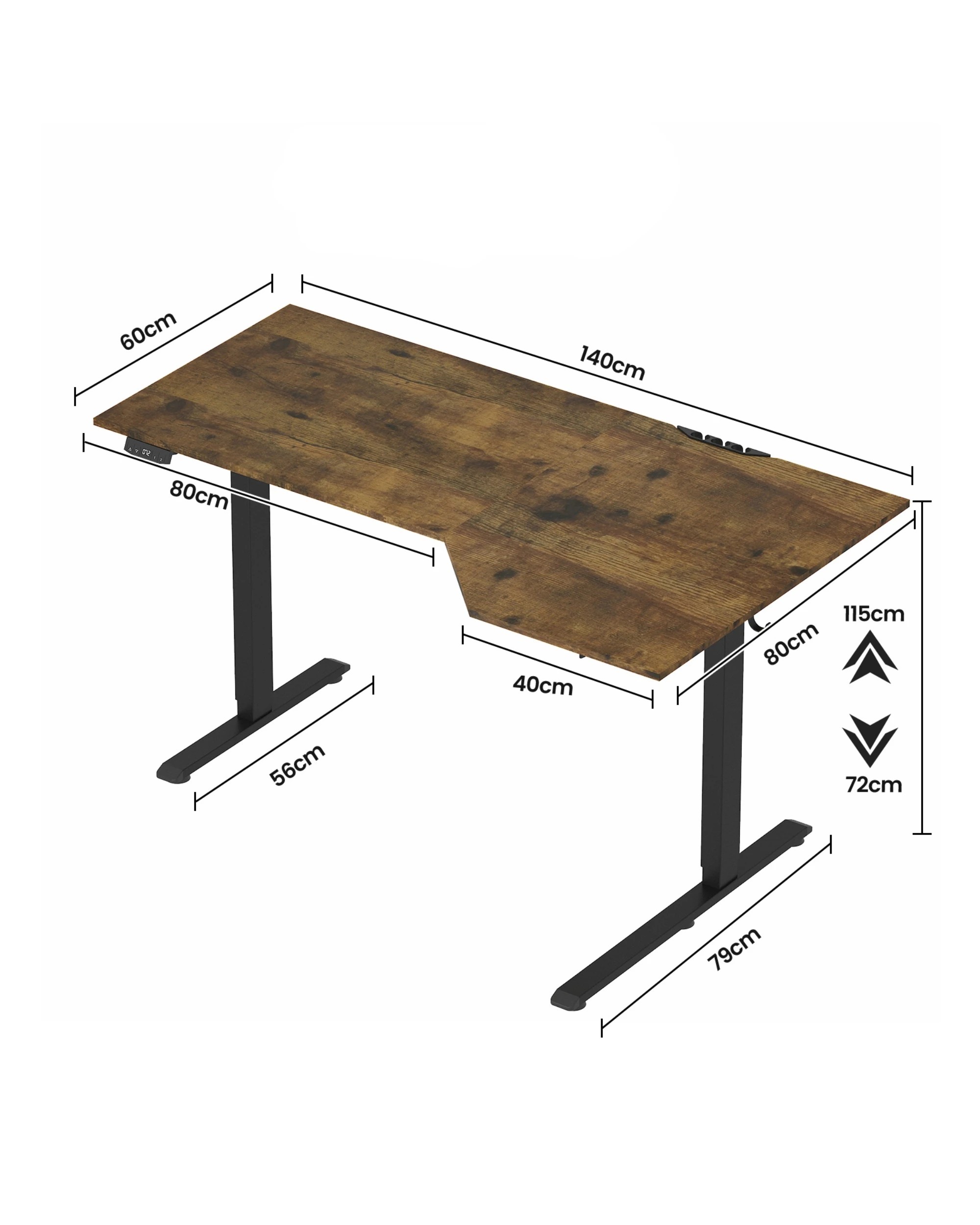 3 Advwin Electric Standing Desk L Shaped Corner Height Adjustable 140 x 80 cm - Brown, 3 of 8
