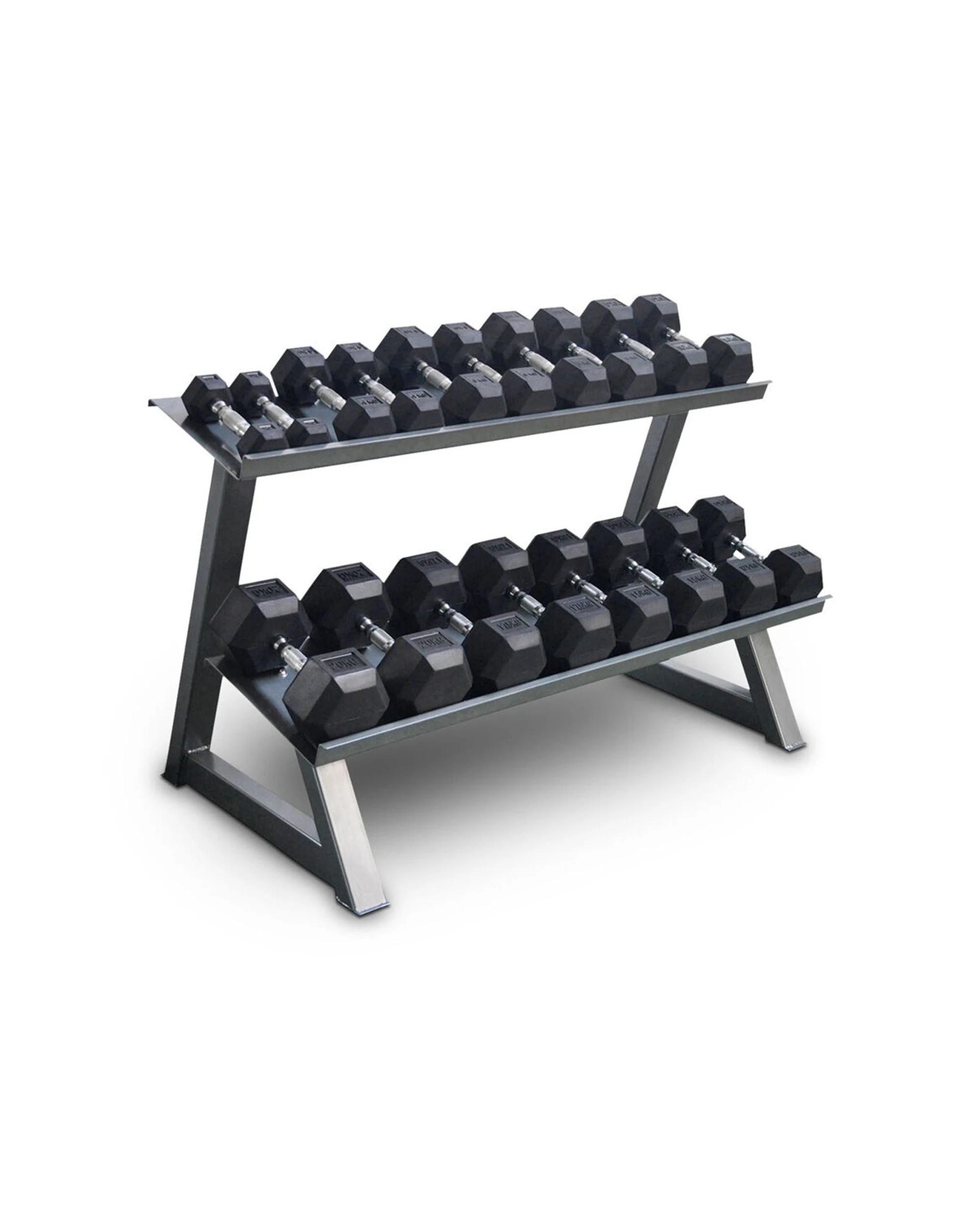 1 BODYWORX 2-Tier Flat Tray Dumbbell Rack Stand Home Gym Storage Heavy Duty Steel - Black, 1 of 1
