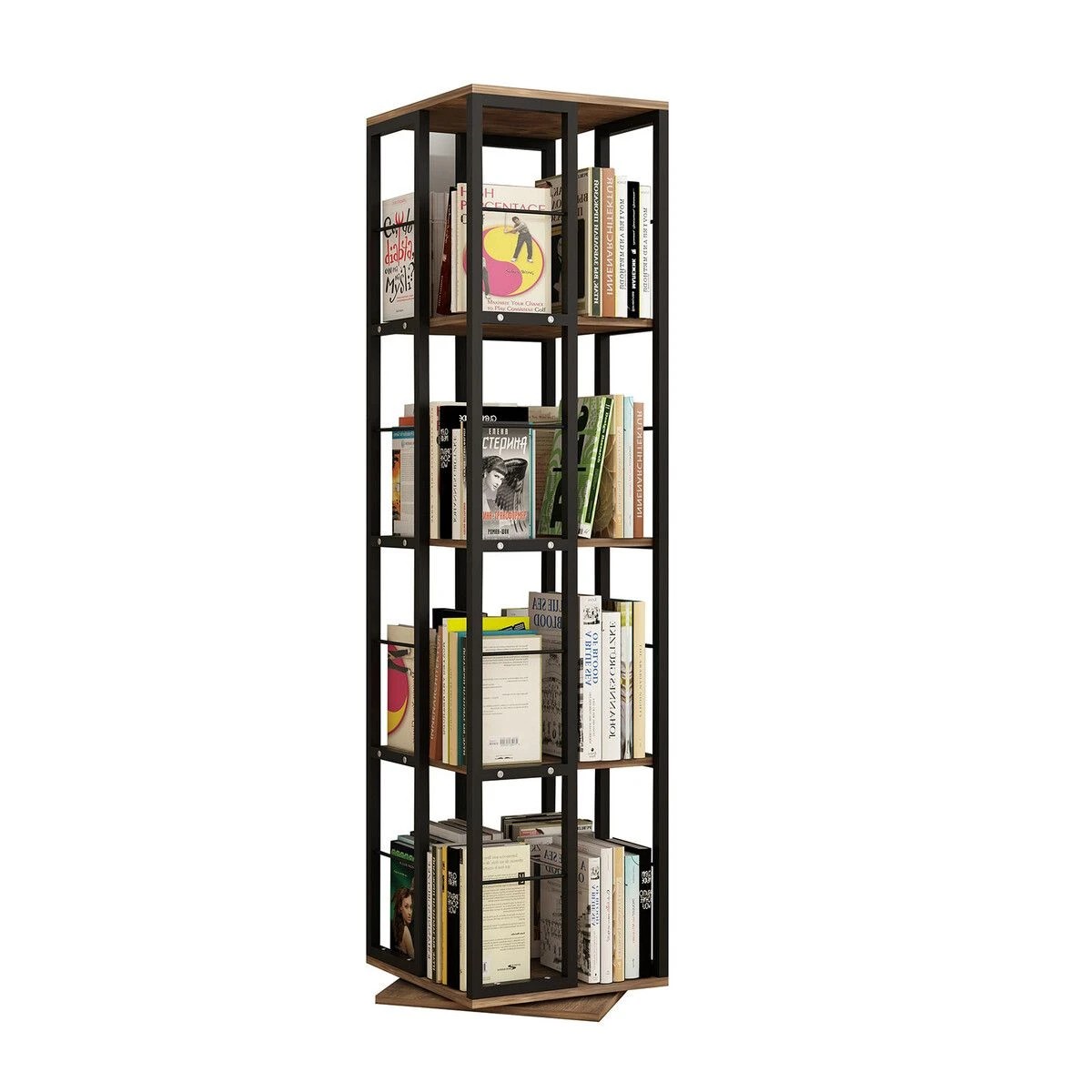 5 LUXSUITE 4 Tier Rotating Bookshelf Bookcase Vertical Corner Display Storage, 5 of 5