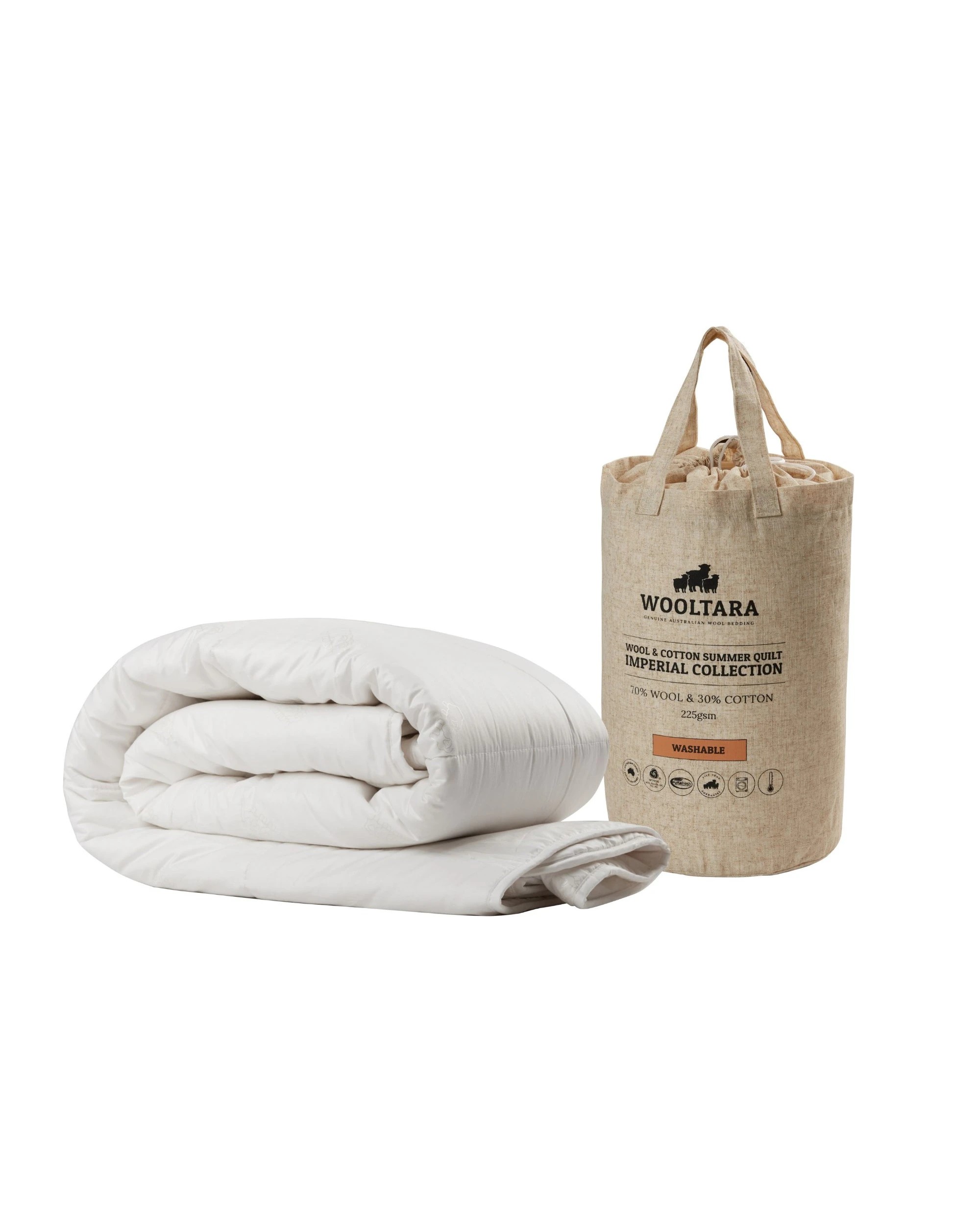 4 Wooltara Imperial Lightweight Australian Washable Wool and Cotton Blend Quilt - Double Bed - White, 4 of 5