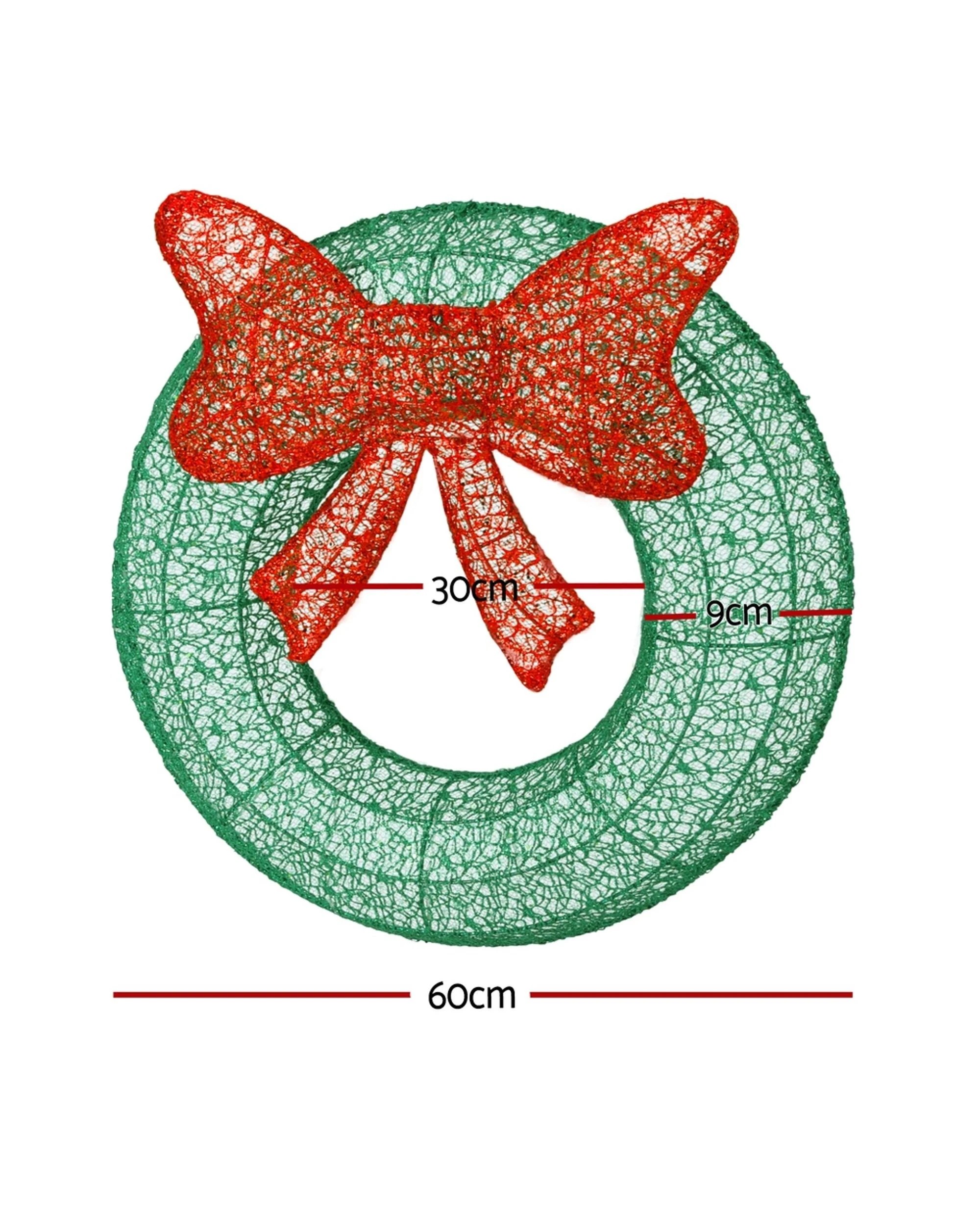 2 Jingle Jollys Christmas Lights 60cm Motif 50 Led Solar Wreath Xmas Decorations
 - White, 2 of 3