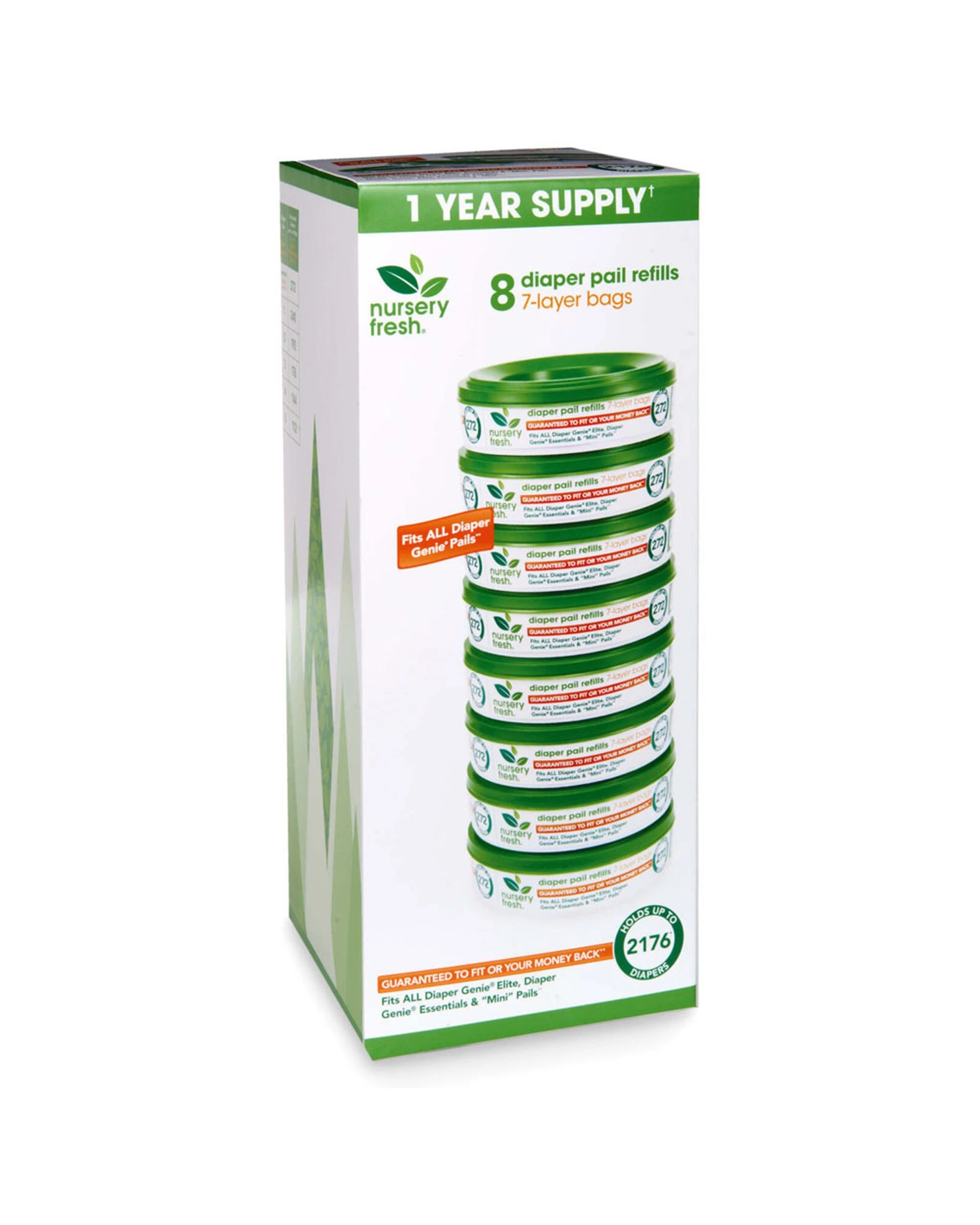 3 Munchkin Nursery Fresh Diaper Pail Refills 8 Pack Fits Diaper Genie Pails - Green, 3 of 5