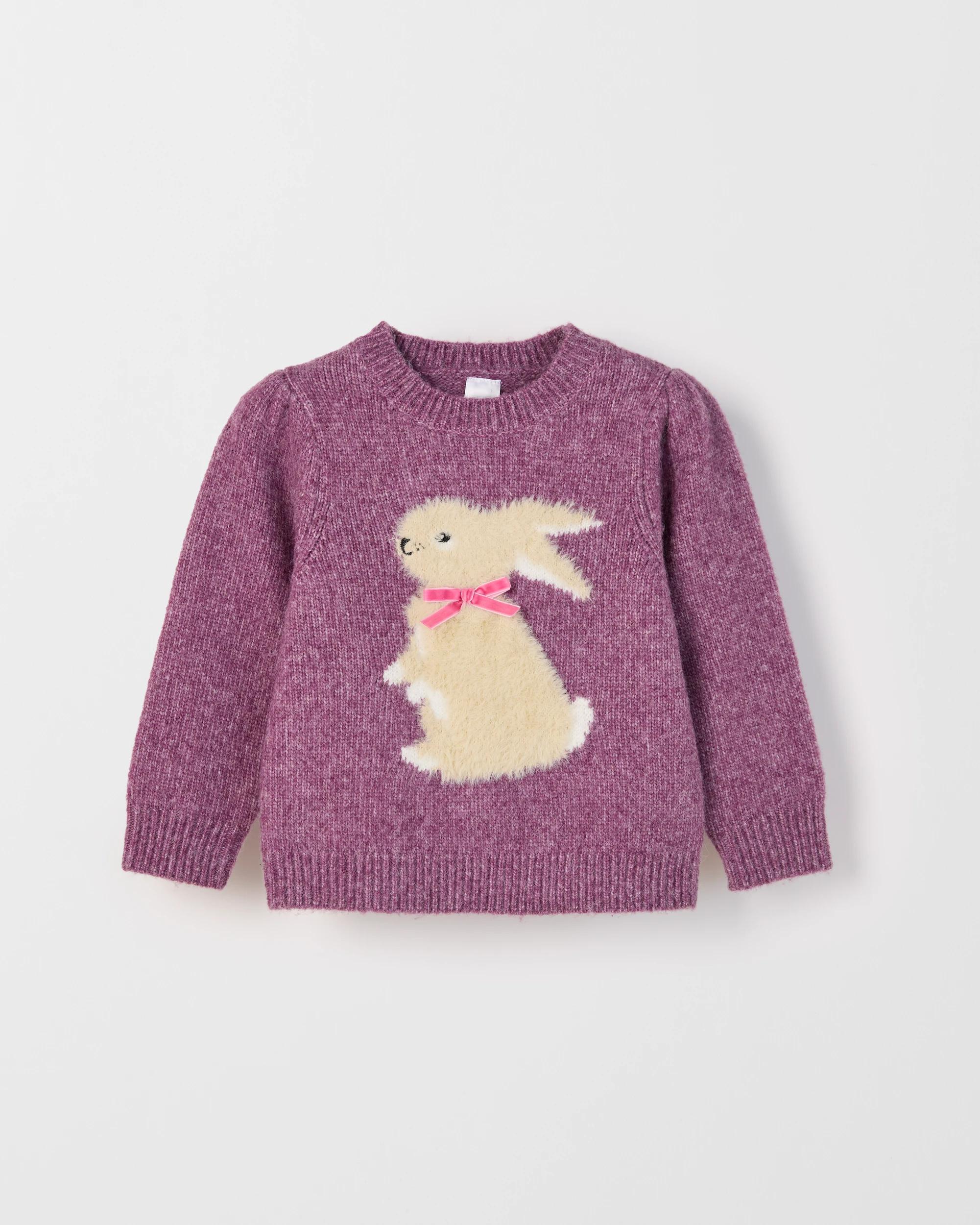 4 Target Kids Balloon Sleeve Knit Jumper PURPLE BUNNY, 4 of 8