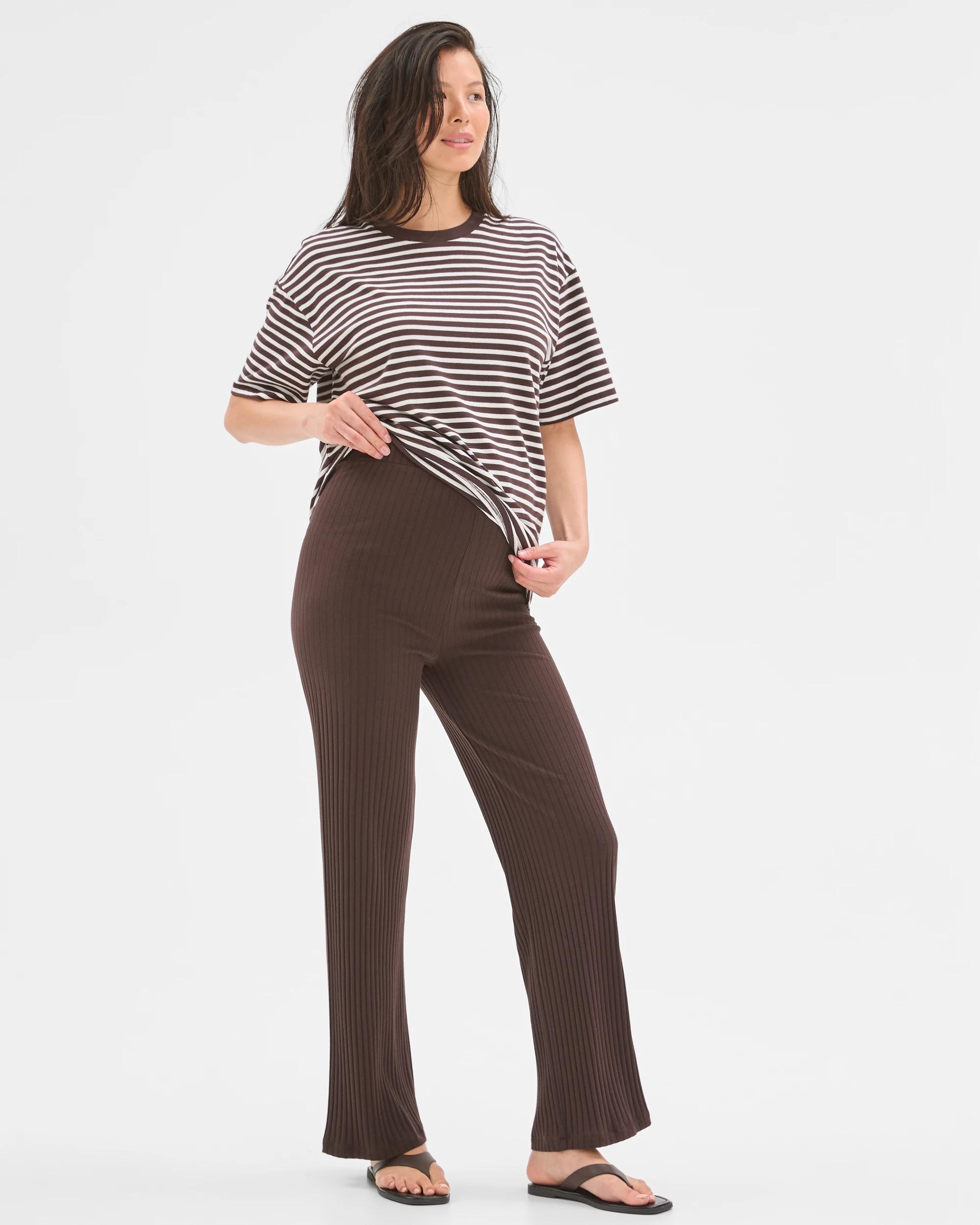 2 Target Maternity Over The Belly Rib Knit Lounge Pants BRUNETTE, 2 of 7