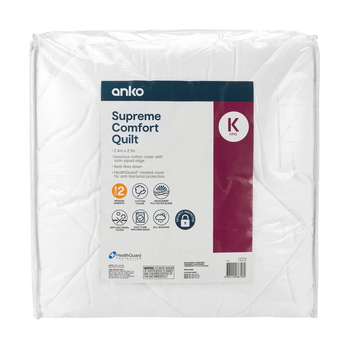 1 Medium Warmth Supreme Comfort Quilt - King Bed, 1 of 3