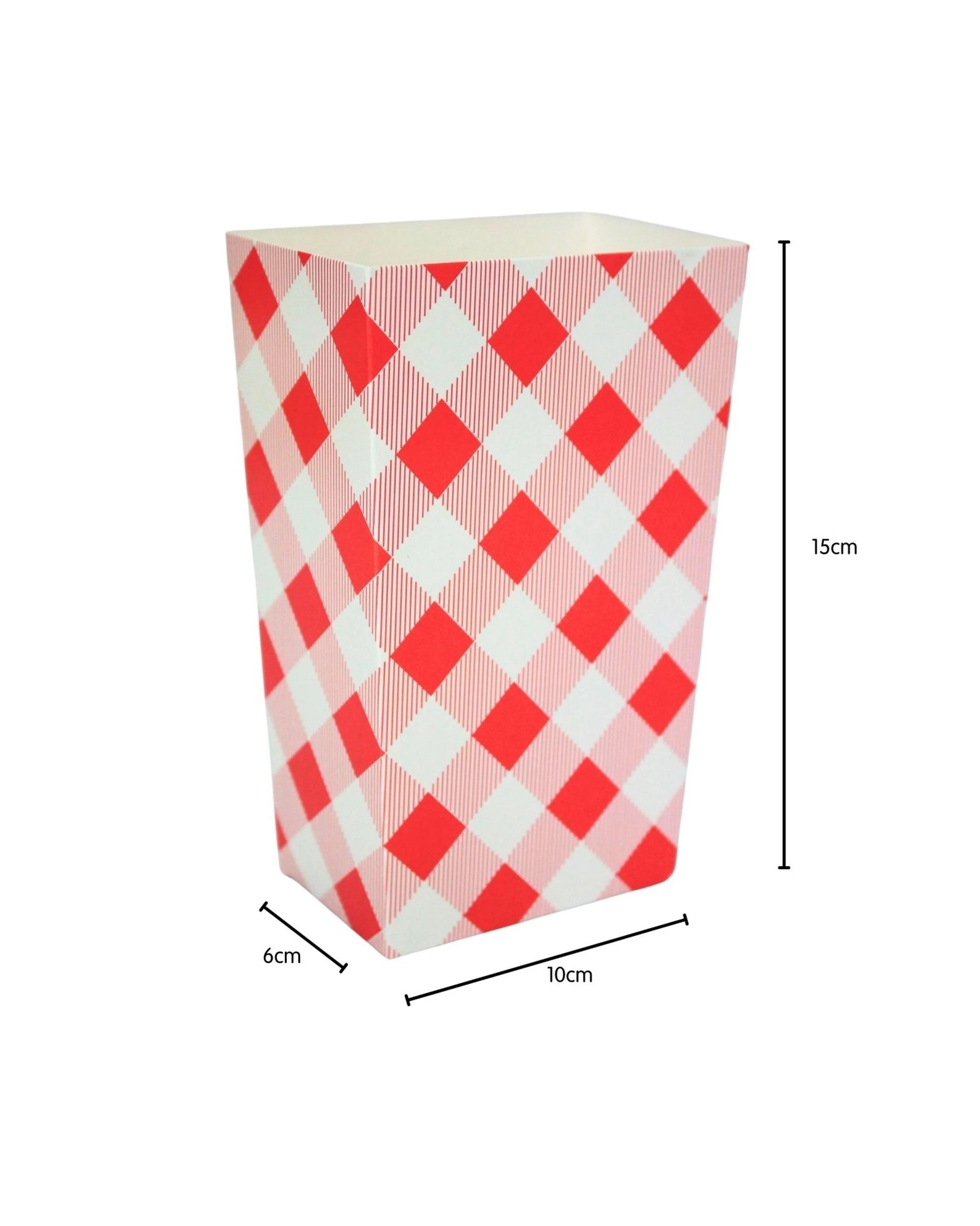 2 Party Maker Bright Gingham Popcorn Boxes Pack of 10 - Red, 2 of 3