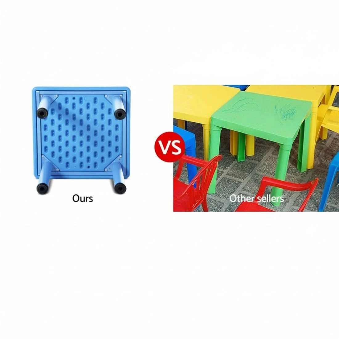 5 Keezi 5PCS Kids Table and Chairs Set Children Study Desk Furniture Plastic 4 Chairs - Multi, 5 of 9