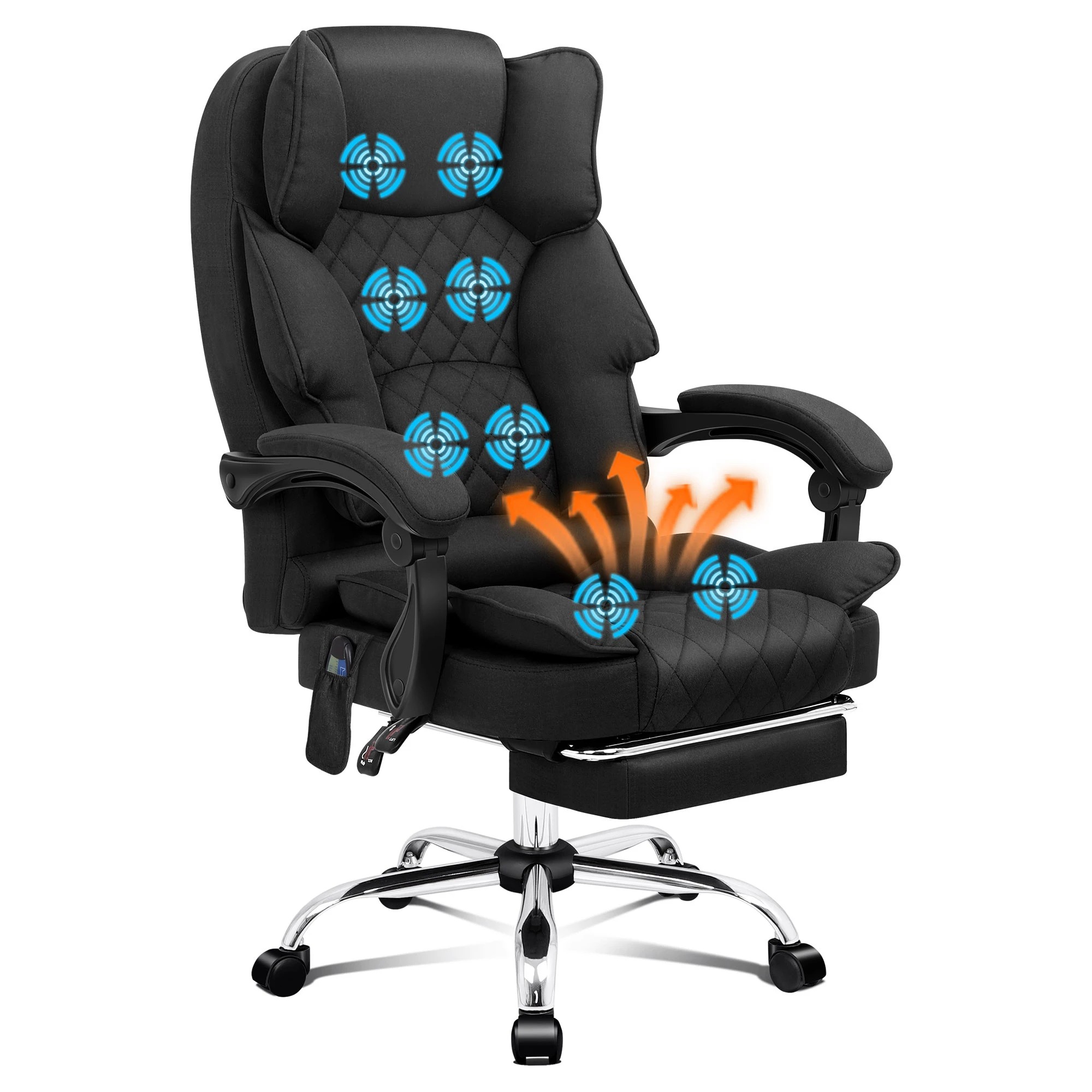 1 Alfordson Massage Office Chair Heated Fabric Seat Executive Gaming Computer - Black, 1 of 10