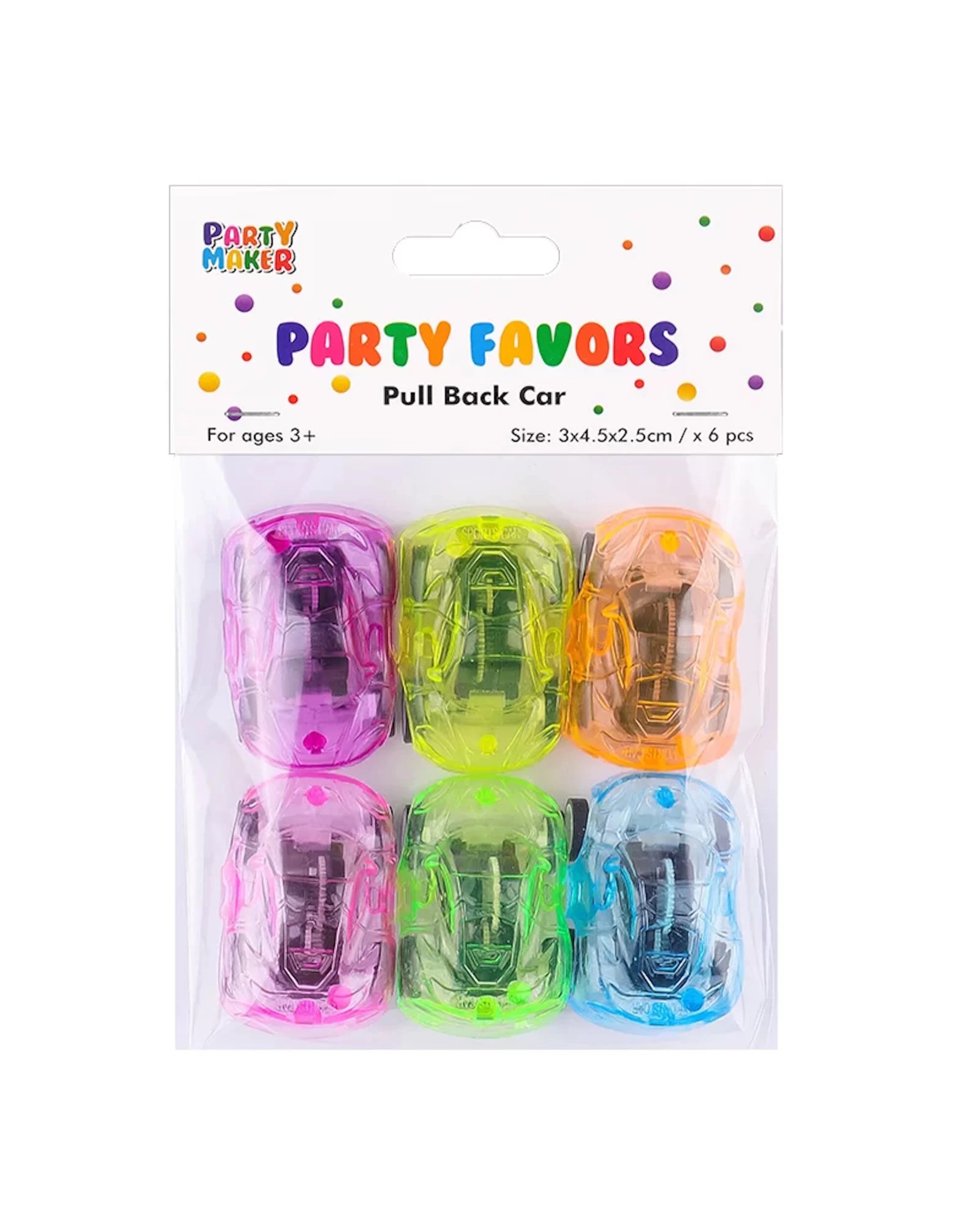 4 Partyrama Neon Mini Pull Back Racing Cars Pack of 6 - Multi, 4 of 4