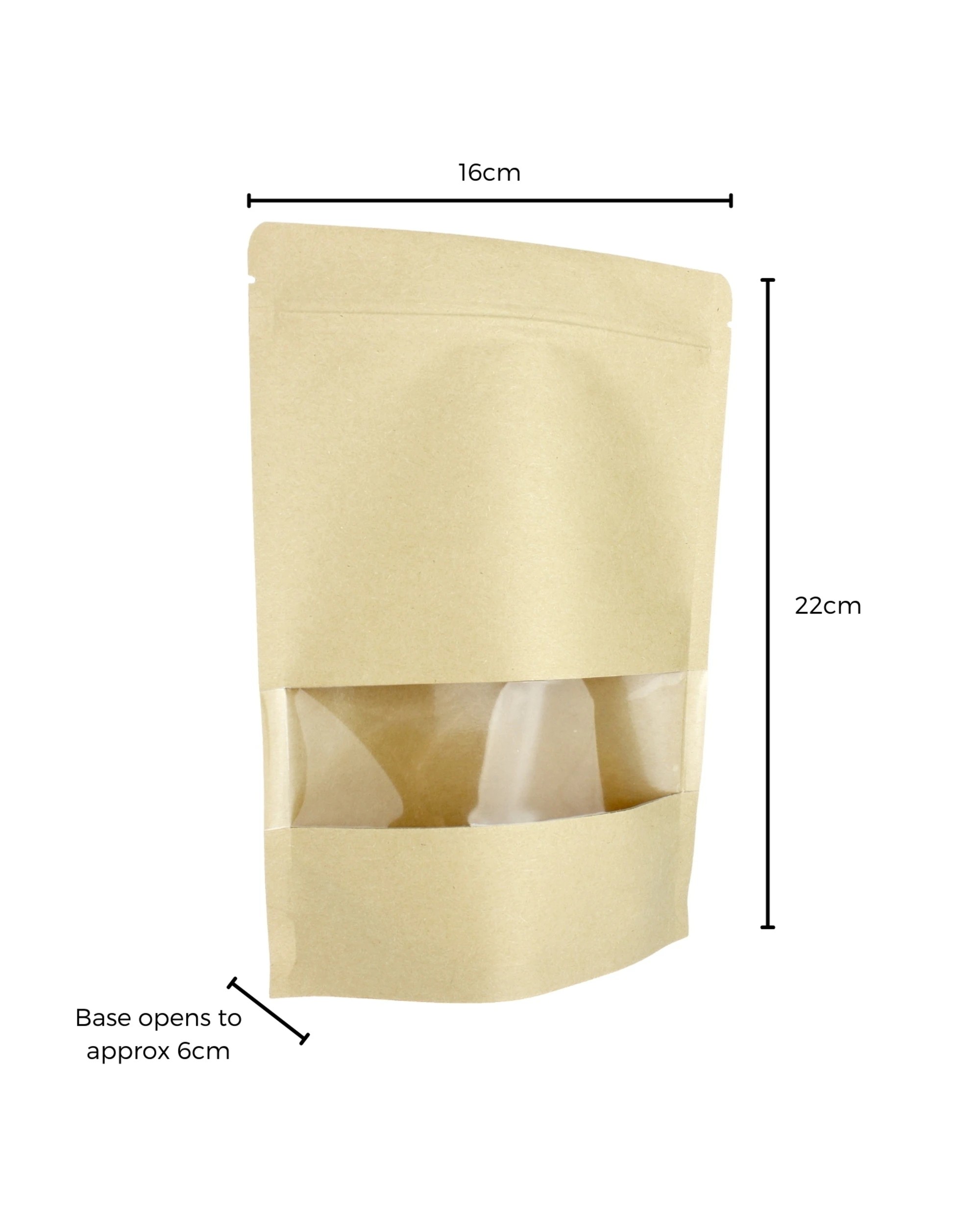 2 Made 2 Party Paper Resealable Bags with Windows 22cm Pack of 6 - Brown, 2 of 3
