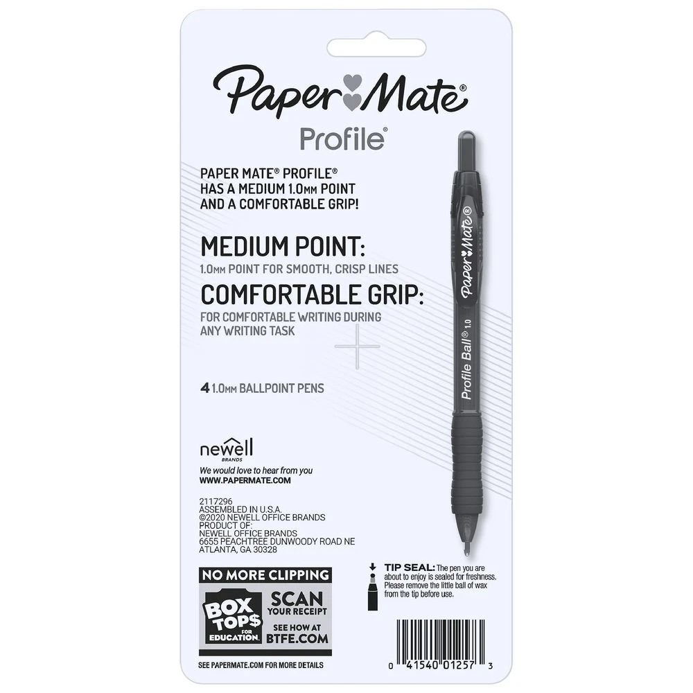 3 Paper Mate Profile Retractable Ballpoint Pen 1mm Black 4 Pack, 3 of 3