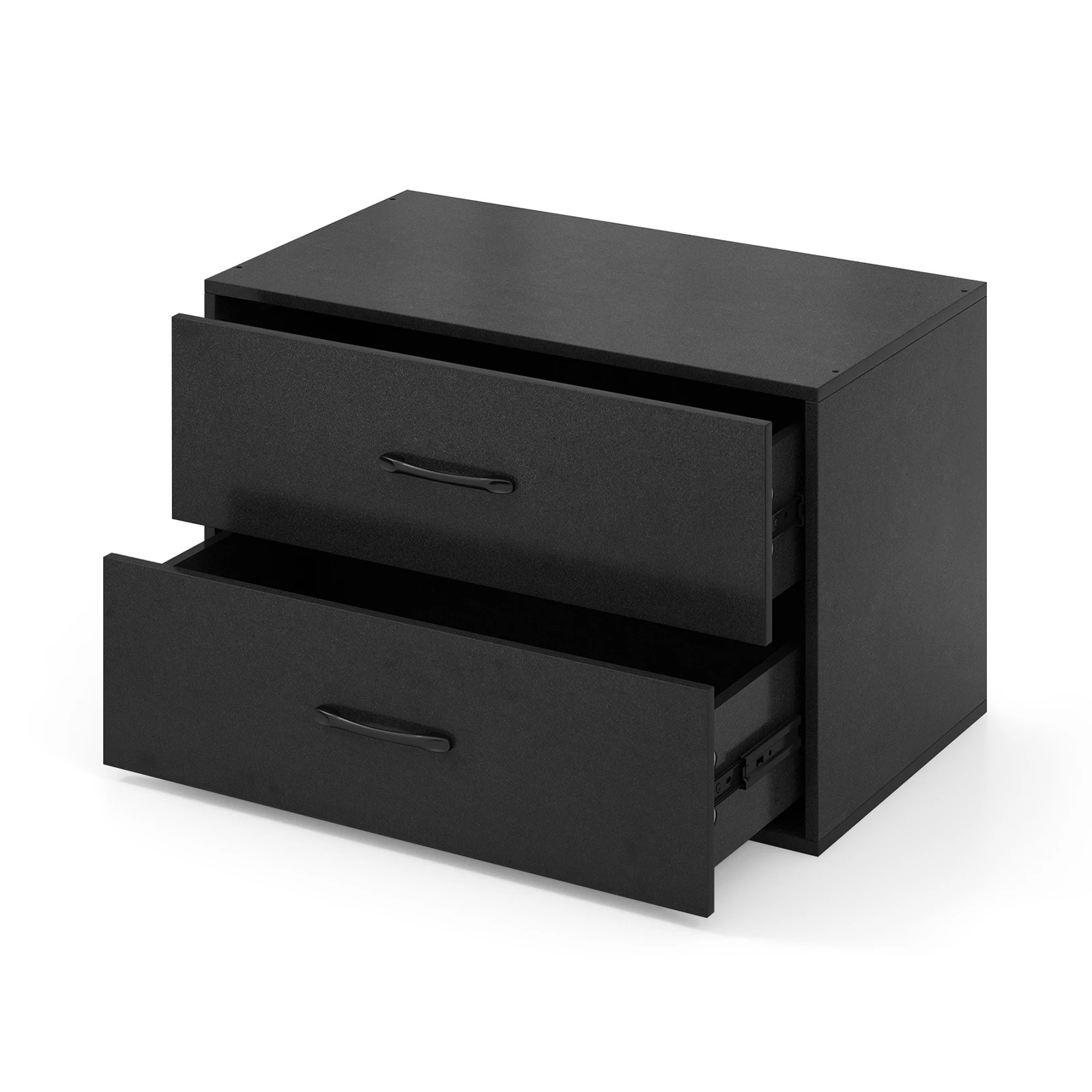 1 Costway 2-Drawer Storage Organizer Stackable Drawer Chest Storage Cabinet w/Ample Storage Space - Black, 1 of 5