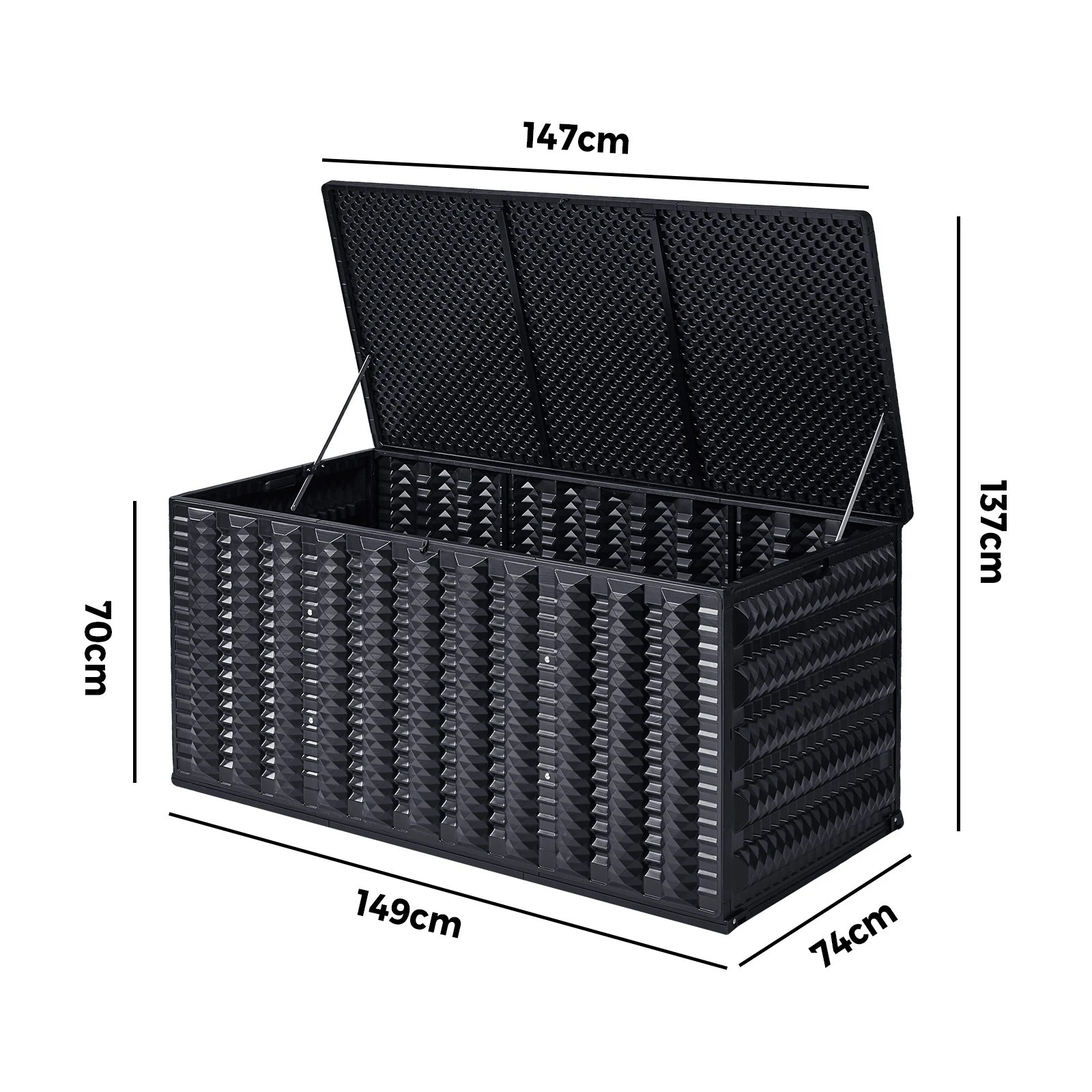 2 Livsip Outdoor Storage Box 680L Foldable Container Garden Bench Tool Chest - Black, 2 of 7