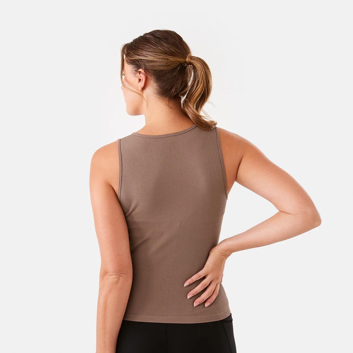 3 Active Womens Seamfree Scoop Tank Wd Taupe, 3 of 6