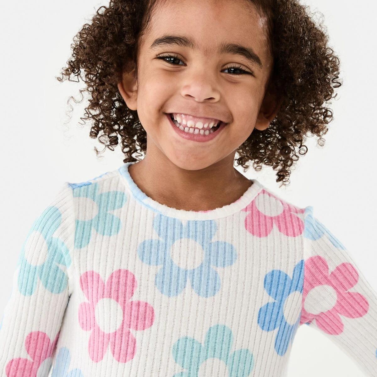 3 Long Sleeve Brushed Rib Dress Flower, 3 of 7