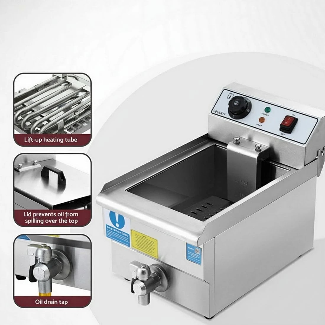 6 Devanti 3000W Electric Deep Fryer 10L Stainless Steel Fryer w/ Basket & Lid - Silver, 6 of 7