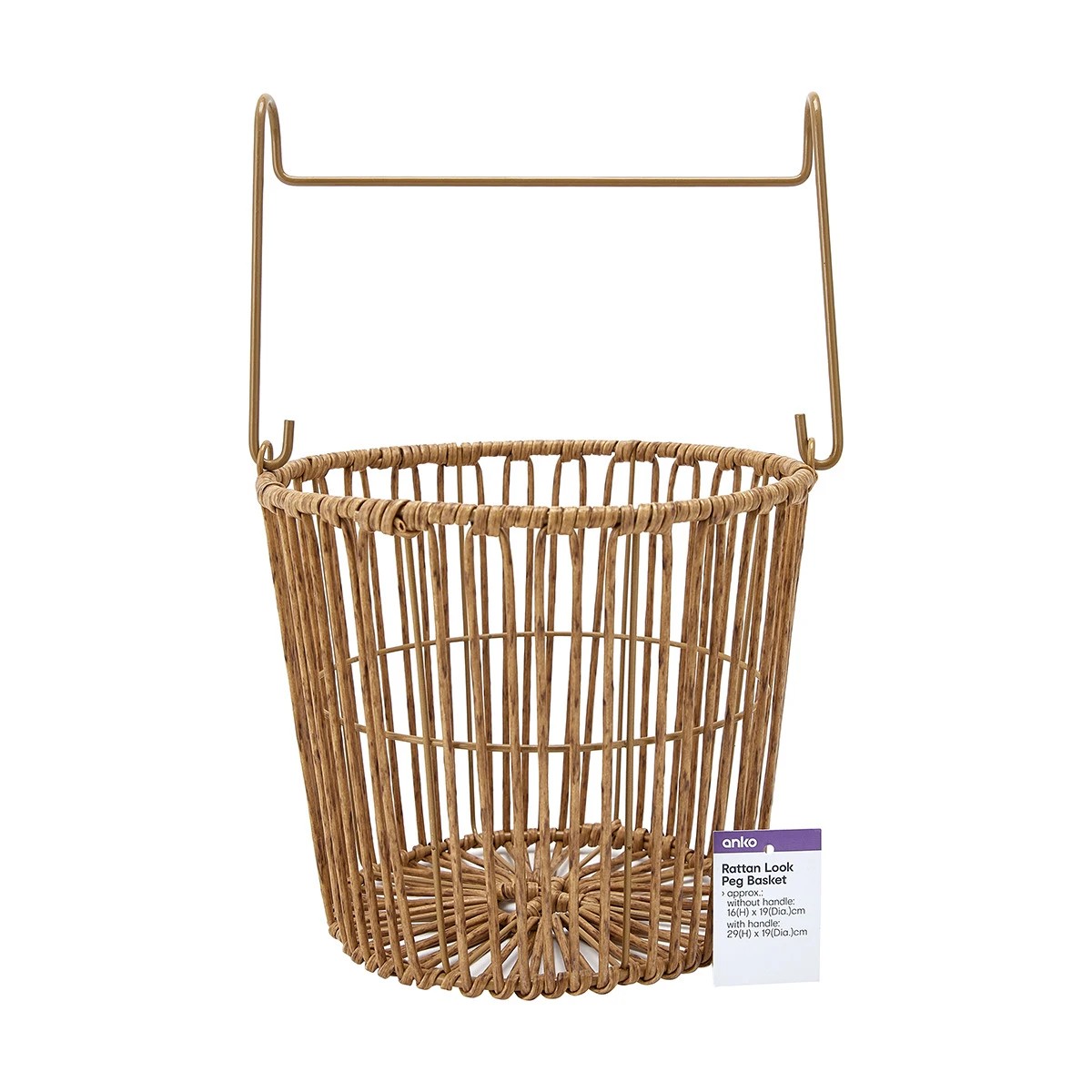 6 Rattan Look Peg Basket - Brown, 6 of 6