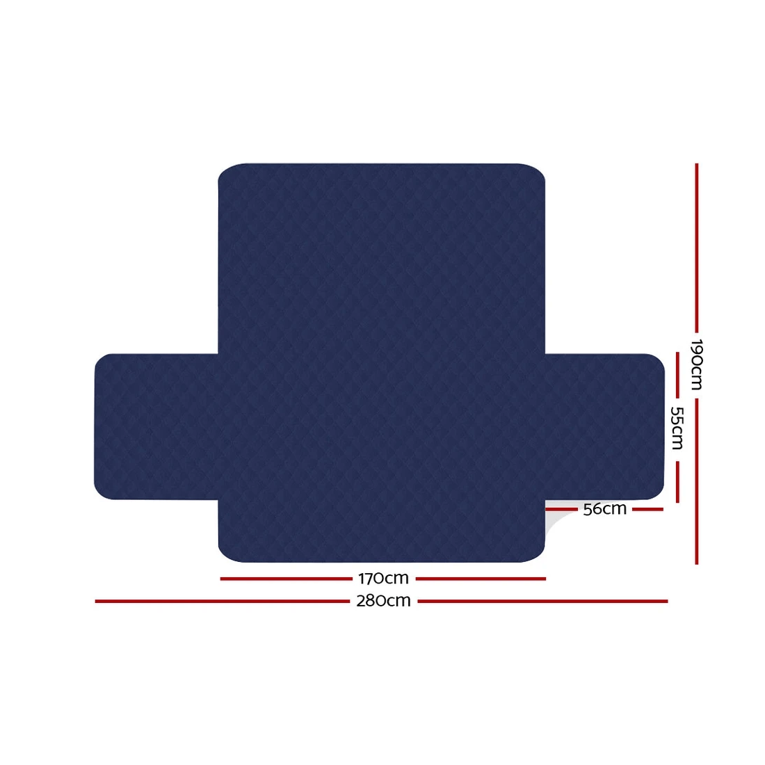 2 Artiss Sofa Cover Couch Covers 3 Seater Quilted - Blue, 2 of 7