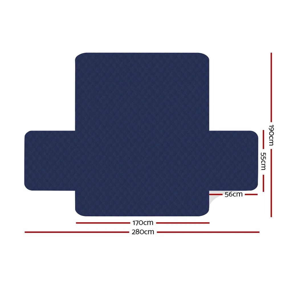 2 Artiss Sofa Cover Couch Covers 3 Seater Quilted Navy - Blue, 2 of 6