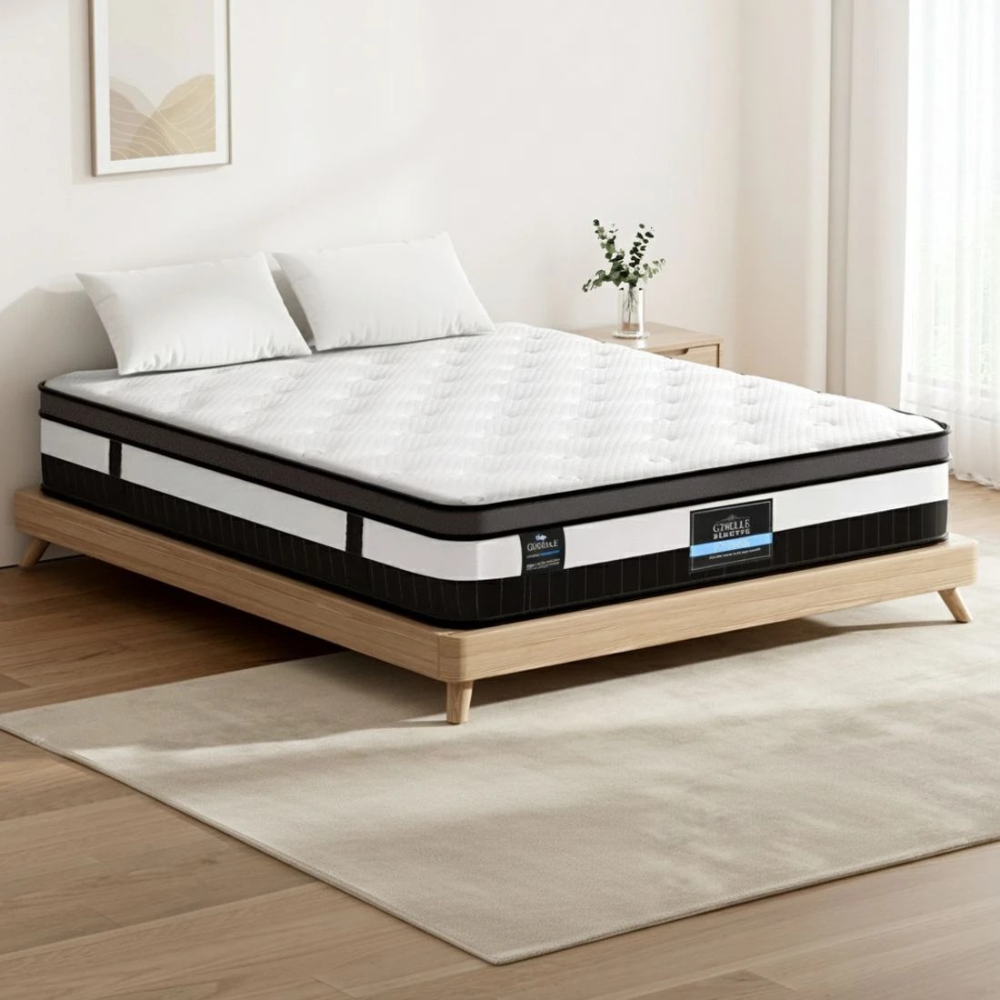 4 Giselle Bedding 30cm Mattress Medium Firm Euro Top Pocket Spring Hybrid - Queen Bed - White, 4 of 7